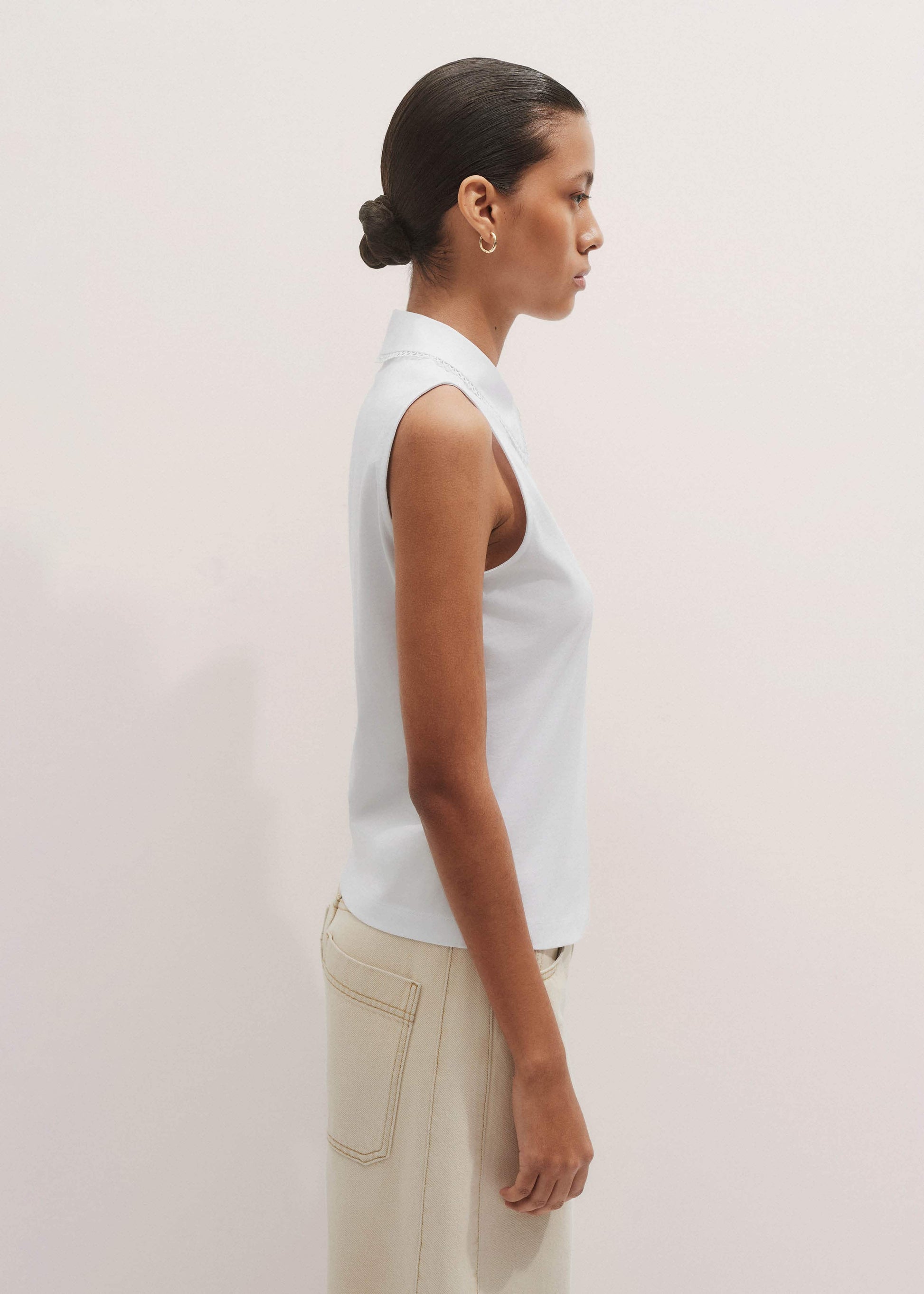 ME and EM Clothing White Collared Layering Tank