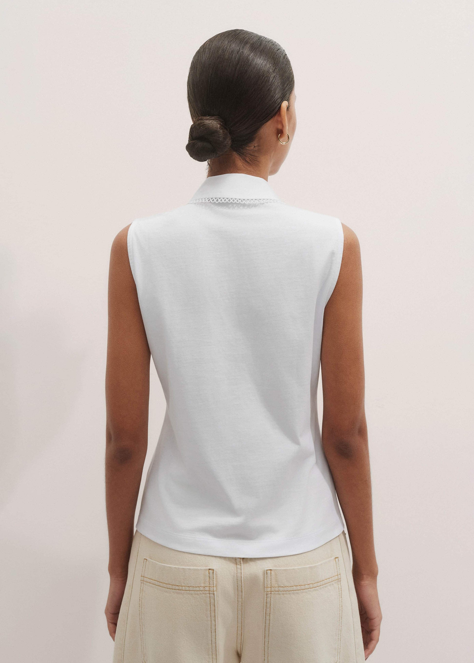 ME and EM Clothing White Collared Layering Tank