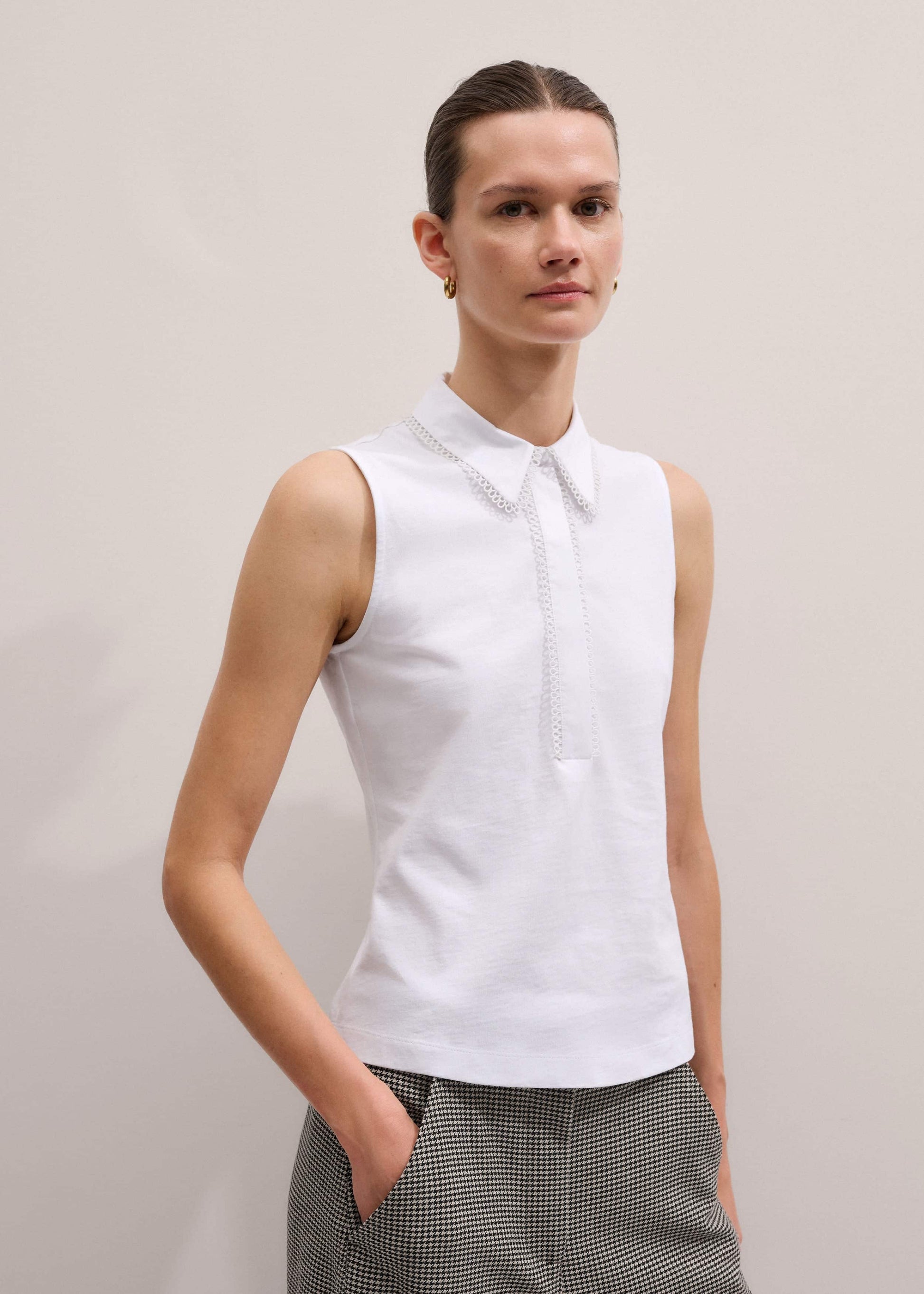 ME and EM Clothing White Collared Layering Tank
