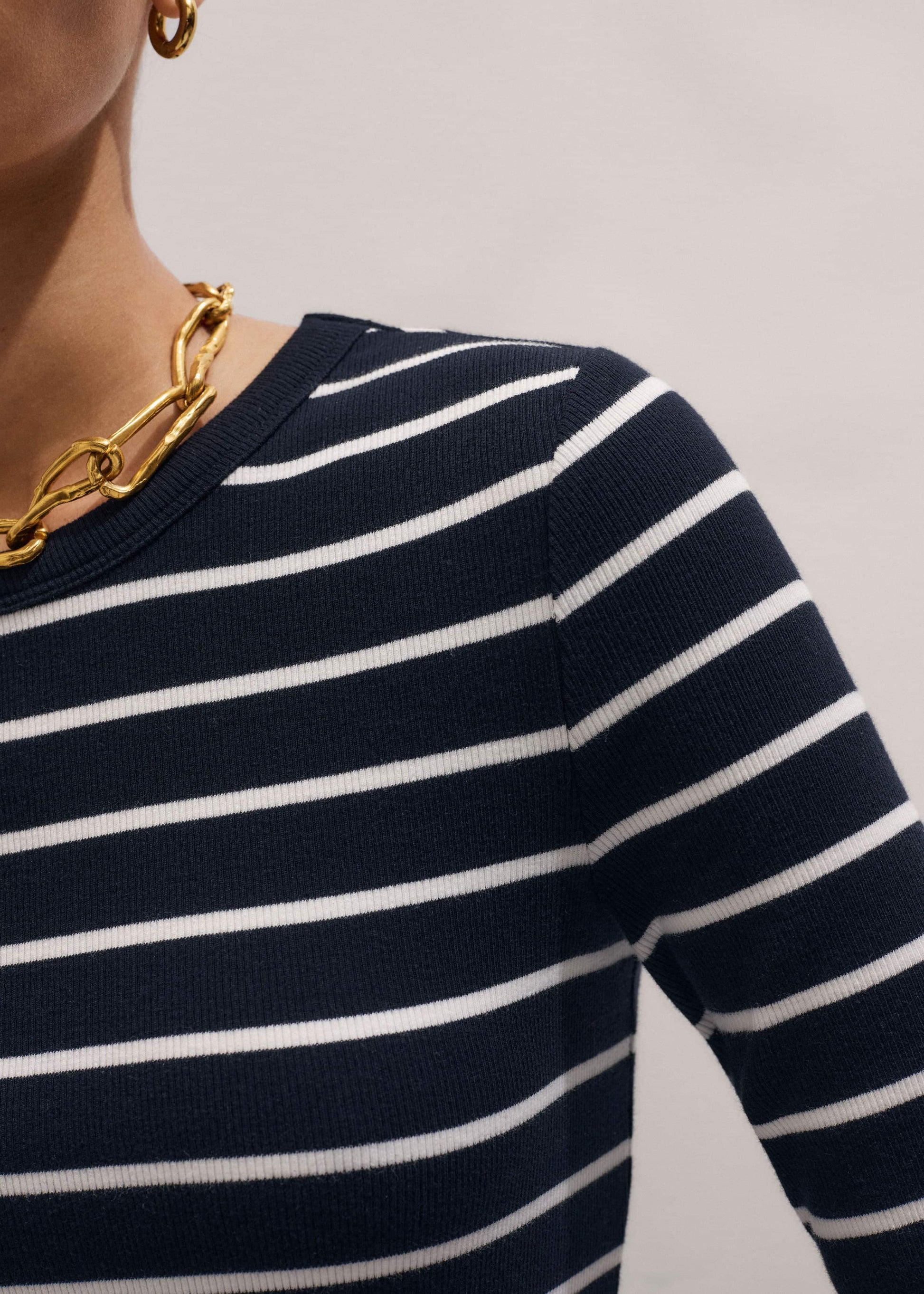 ME and EM Clothing Navy Ultimate Rib Long Sleeve Top