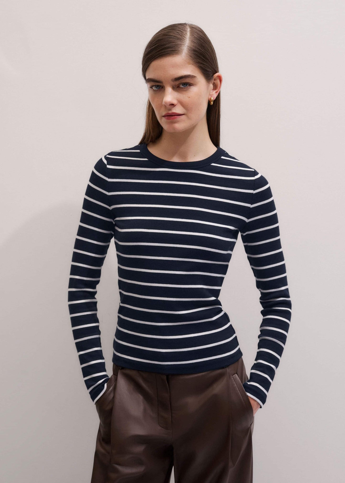 ME and EM Clothing Navy Ultimate Rib Long Sleeve Top
