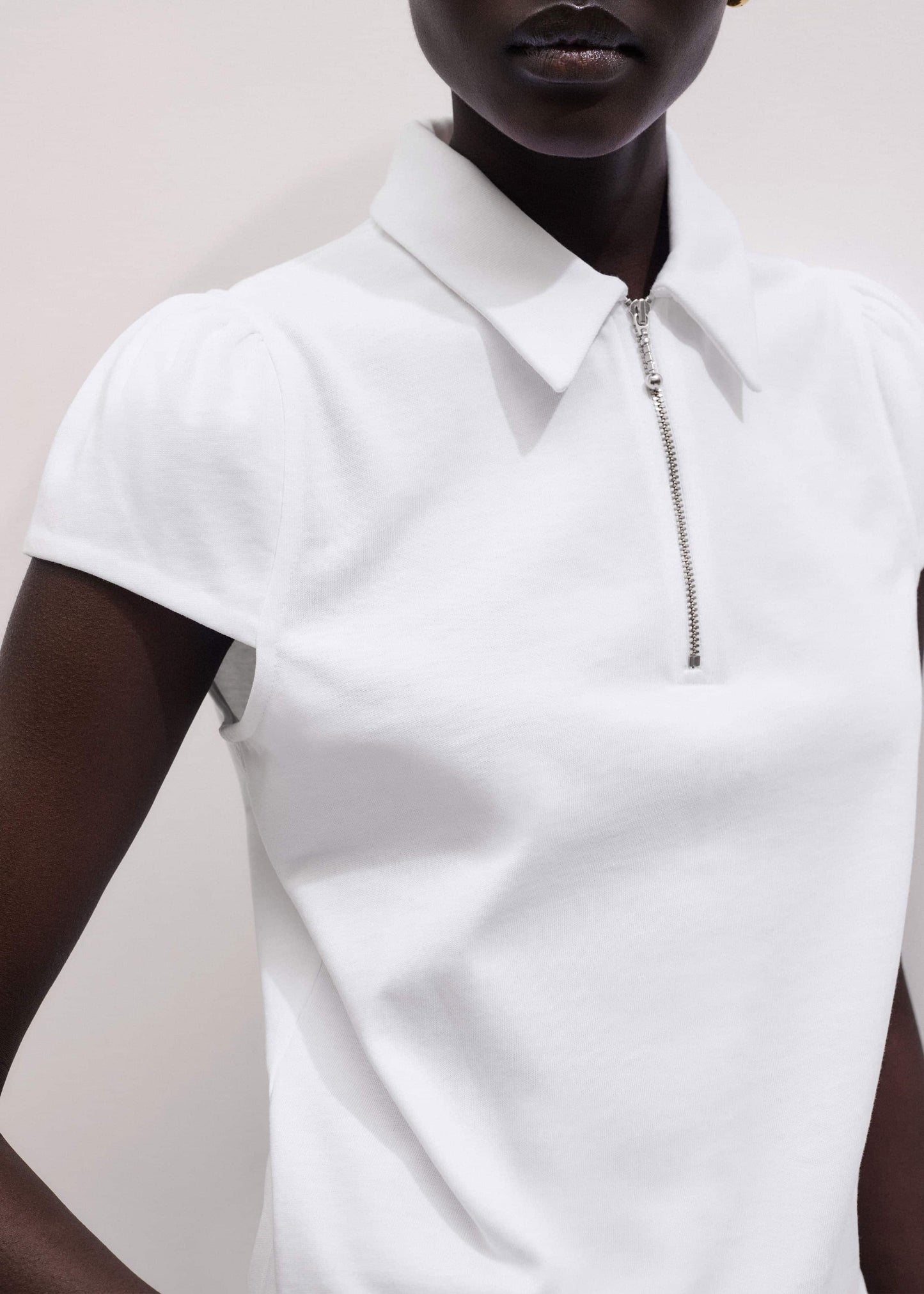 ME and EM Clothing White Cap Sleeve Polo Tee