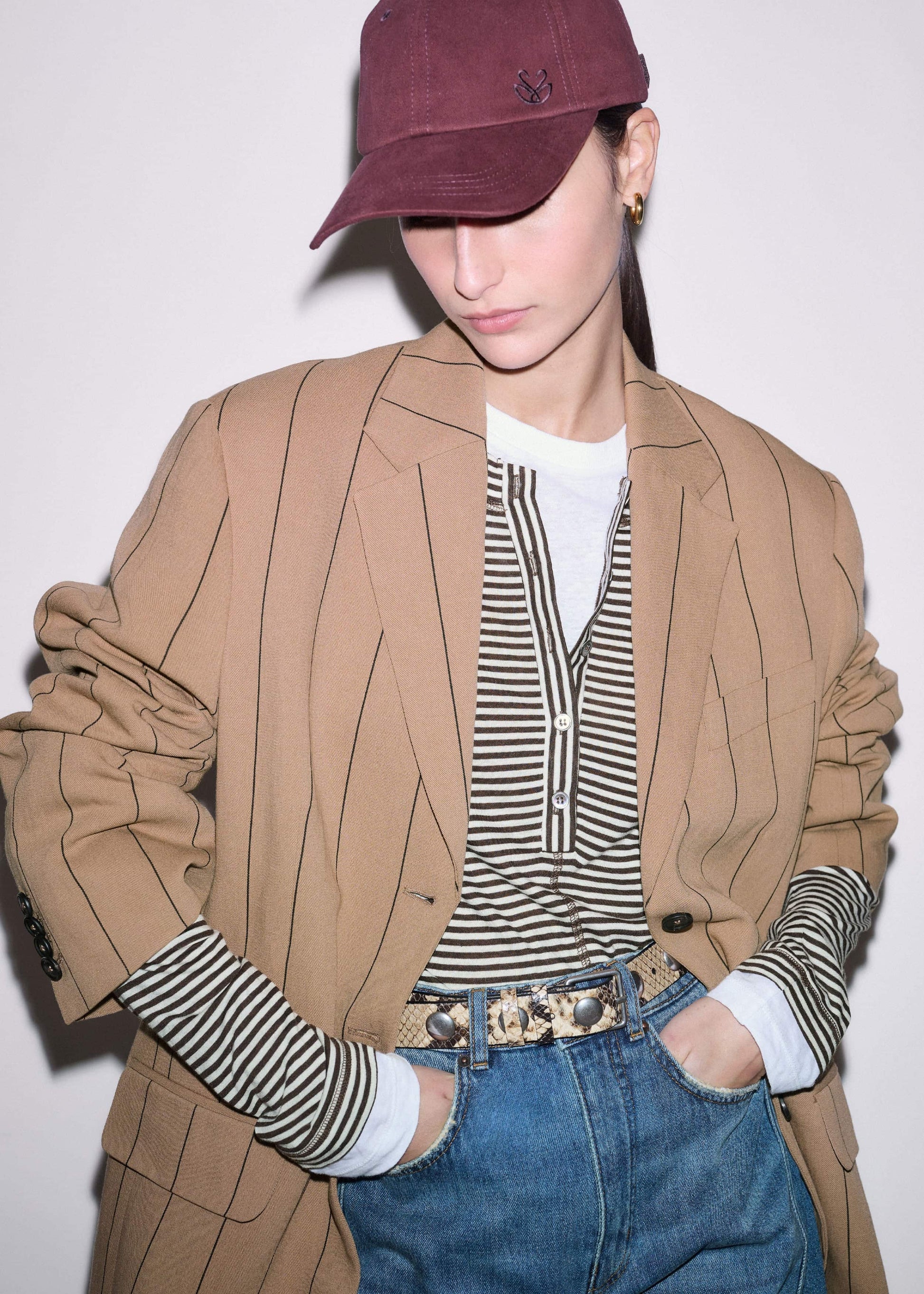 ME and EM Clothing Brown Double Layer Top