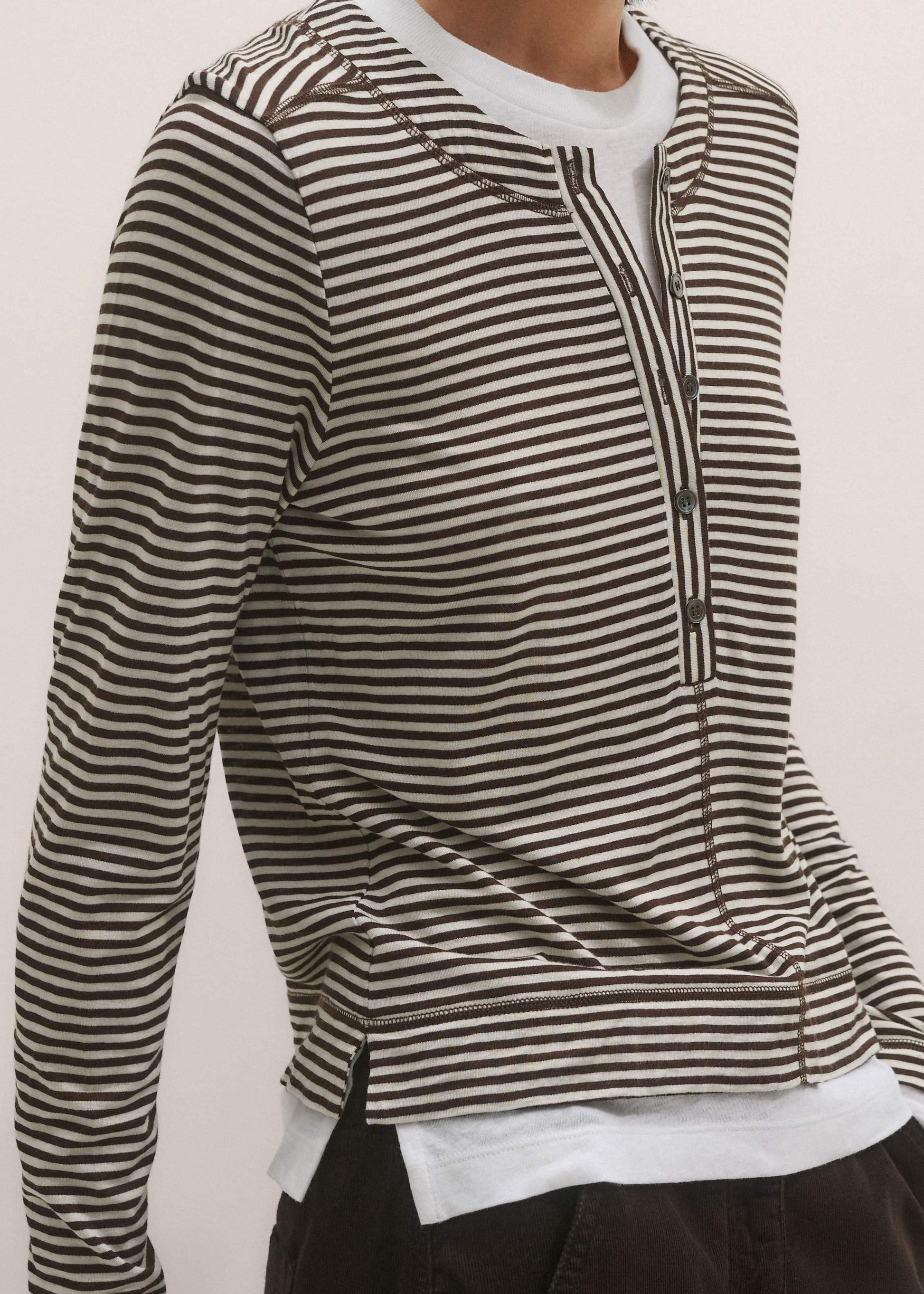 ME and EM Clothing Brown Double Layer Top