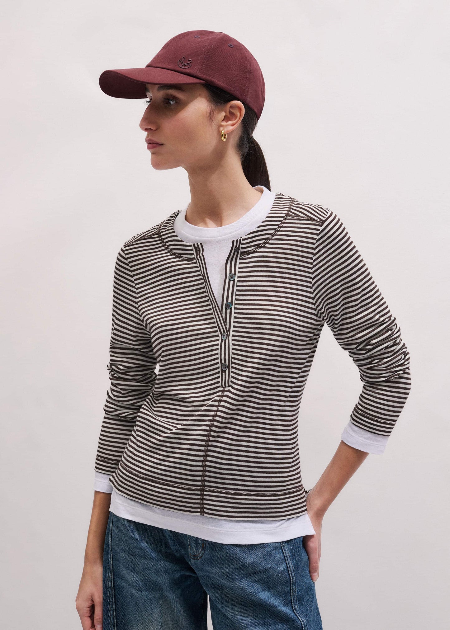 ME and EM Clothing Brown Double Layer Top