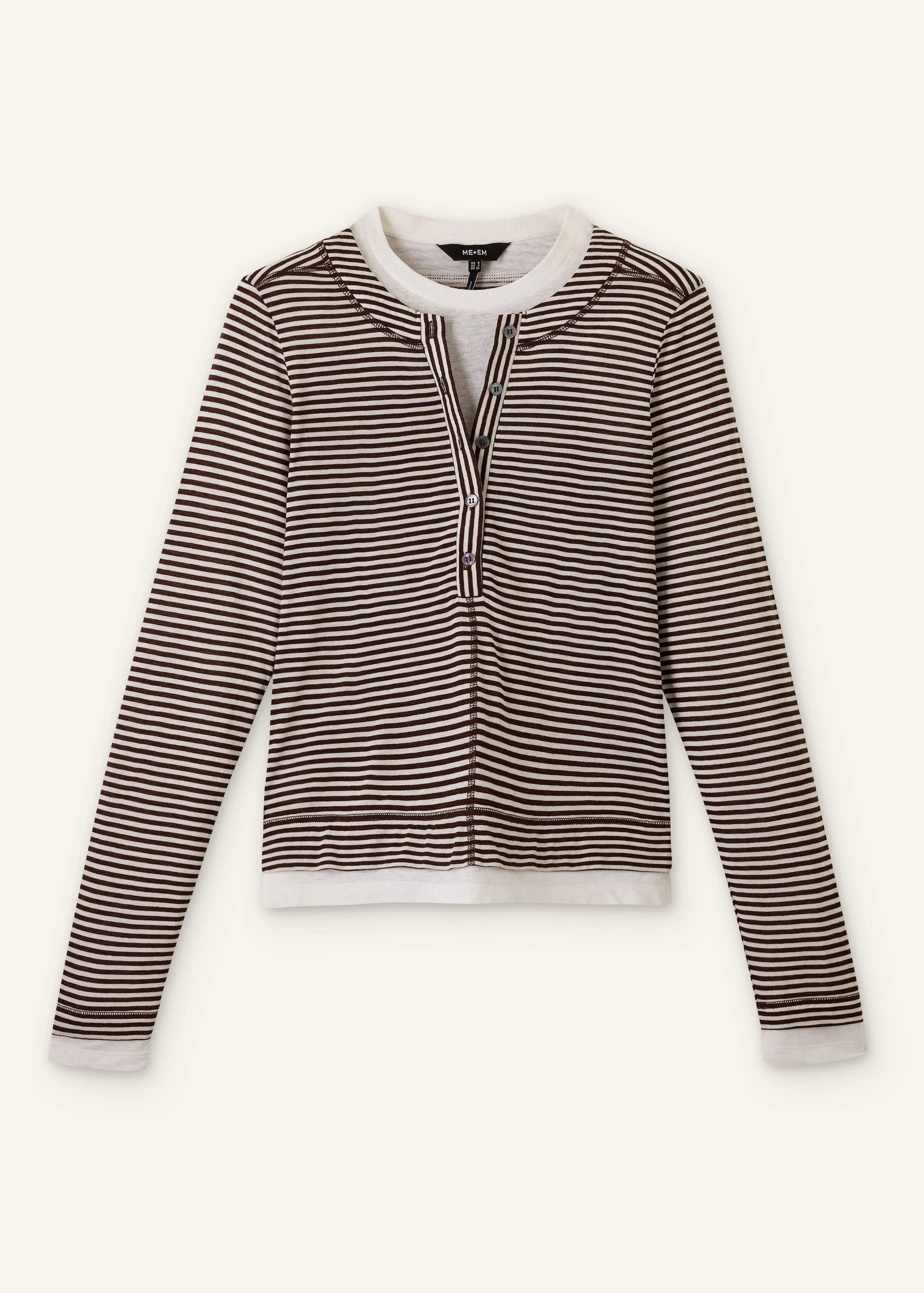 ME and EM Clothing Brown Double Layer Top