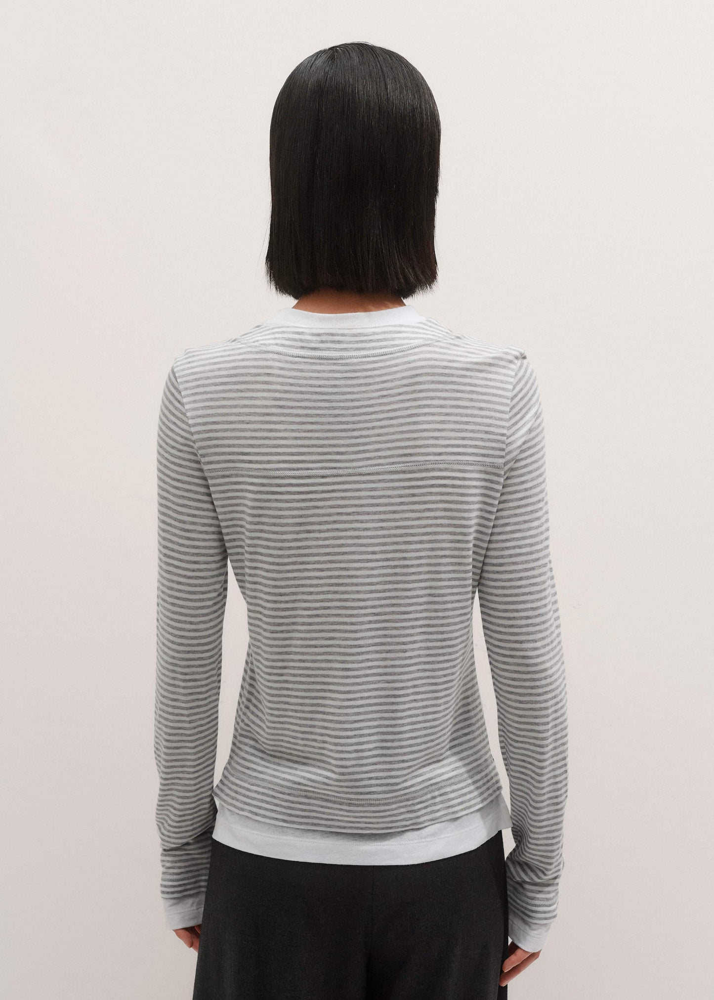 ME and EM Clothing Gray Double-Layer Look Long Sleeve Top