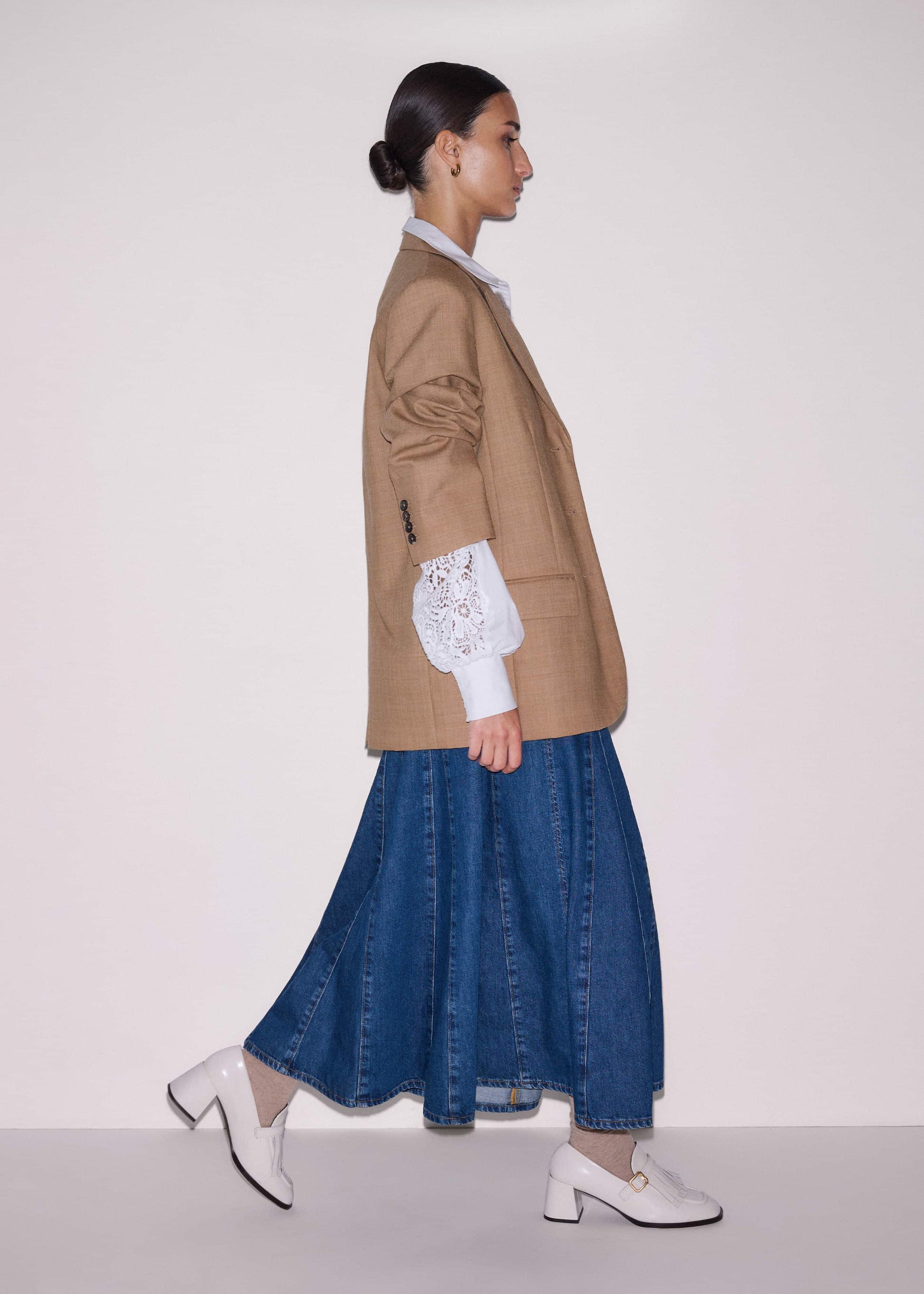 ME and EM Clothing White Lace + Poplin Layering Shirt