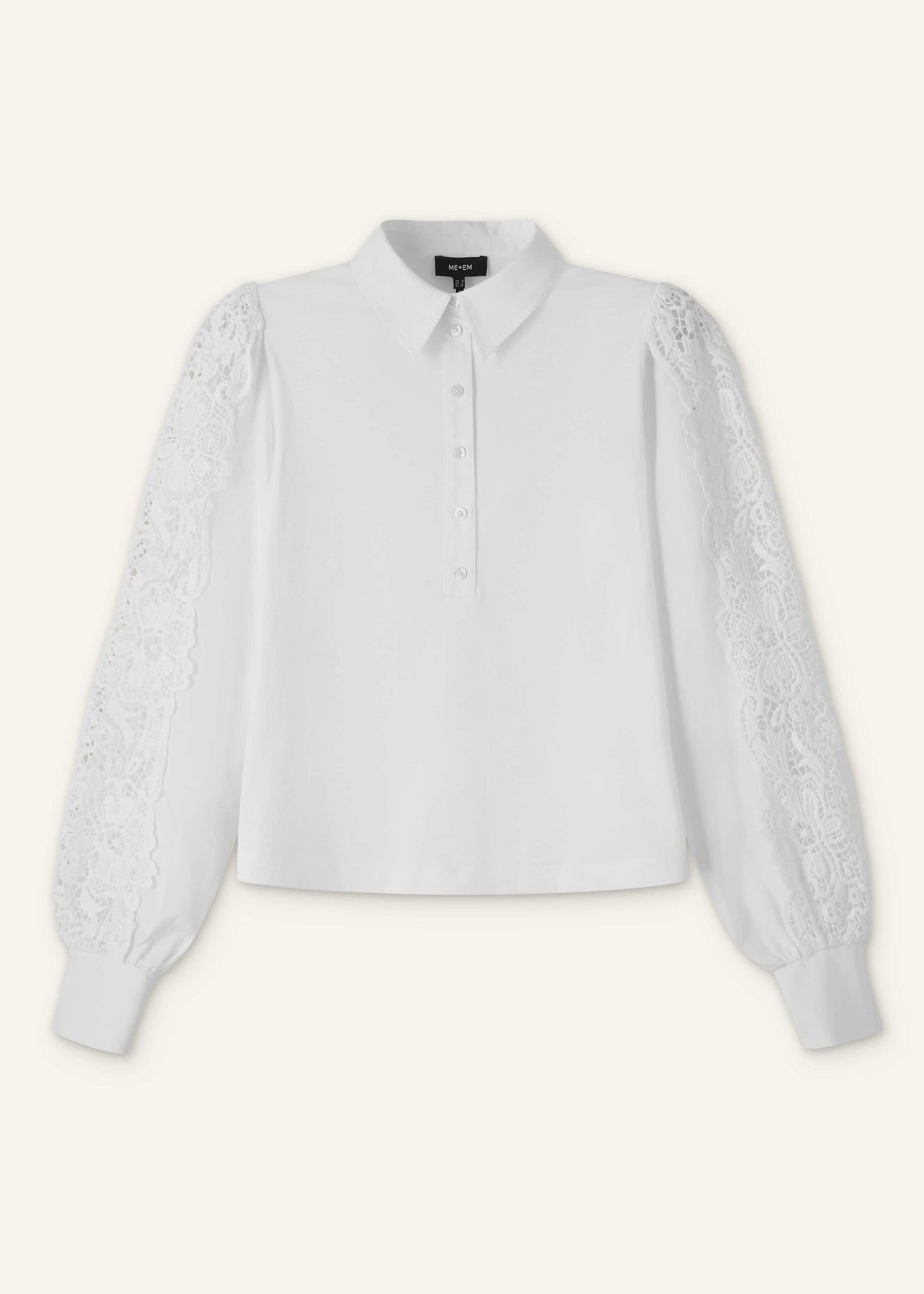 ME and EM Clothing White Lace + Poplin Layering Shirt