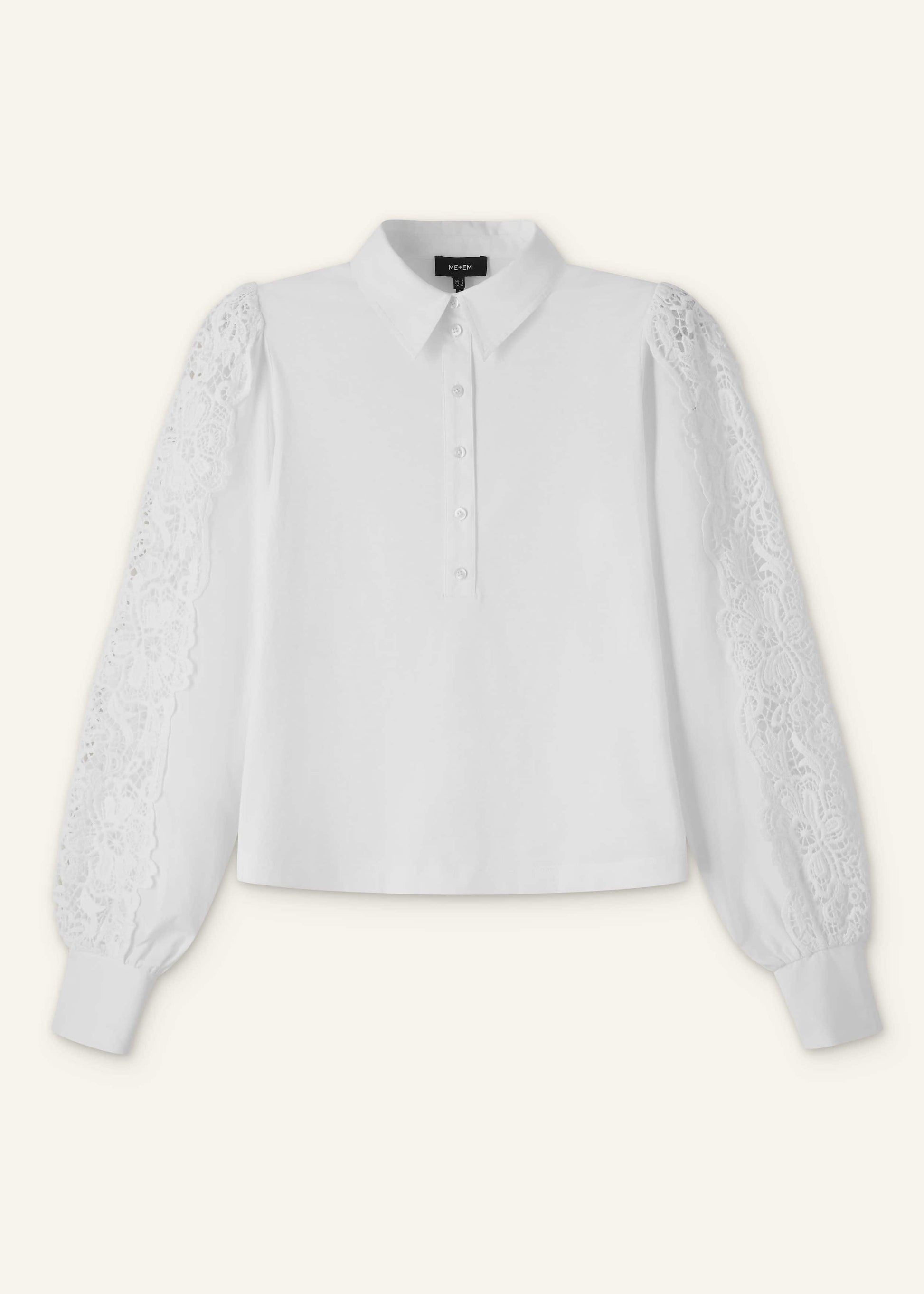 ME and EM Clothing White Lace + Poplin Layering Shirt