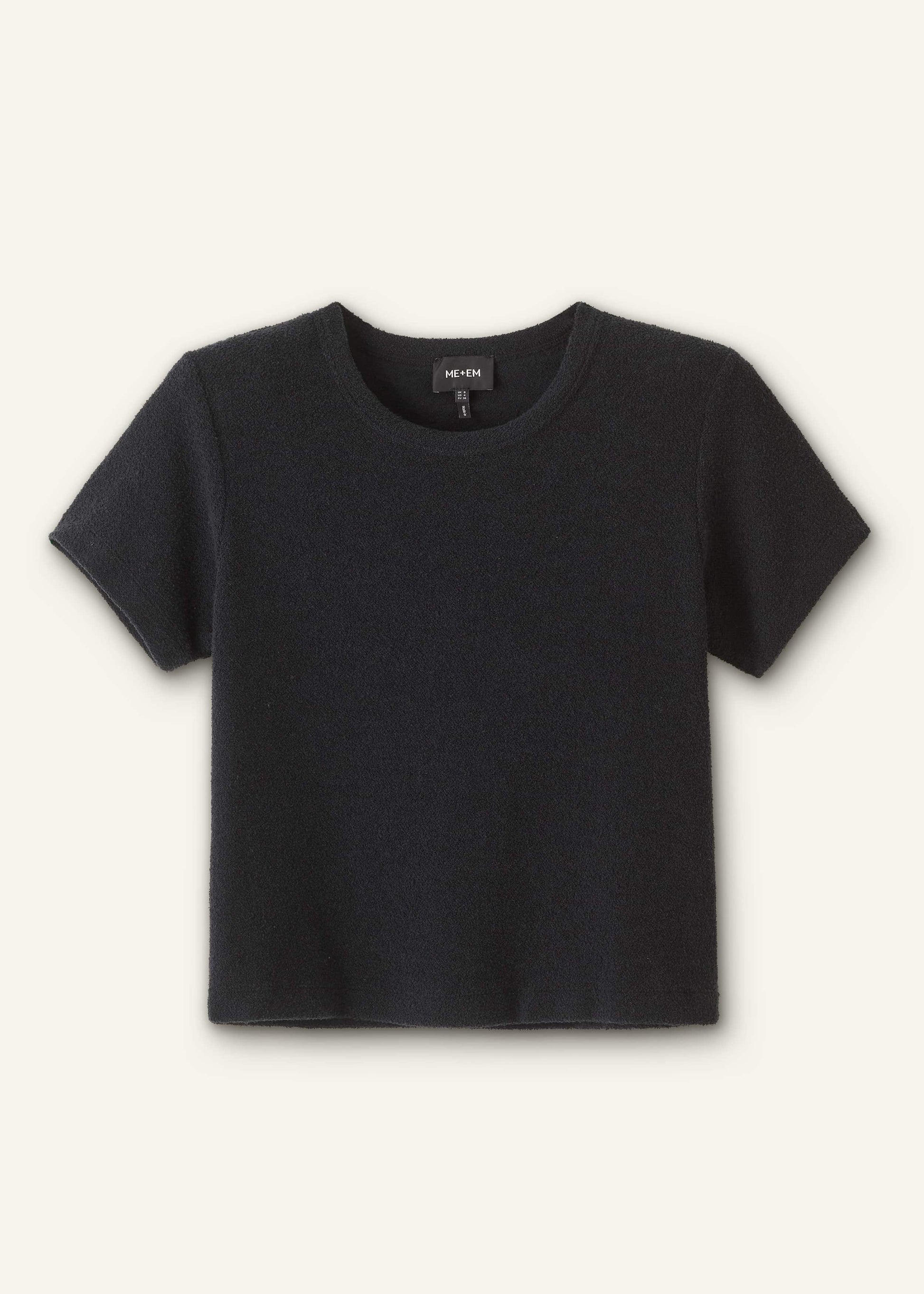 ME and EM Clothing Black Textured Crew Neck Baby Tee