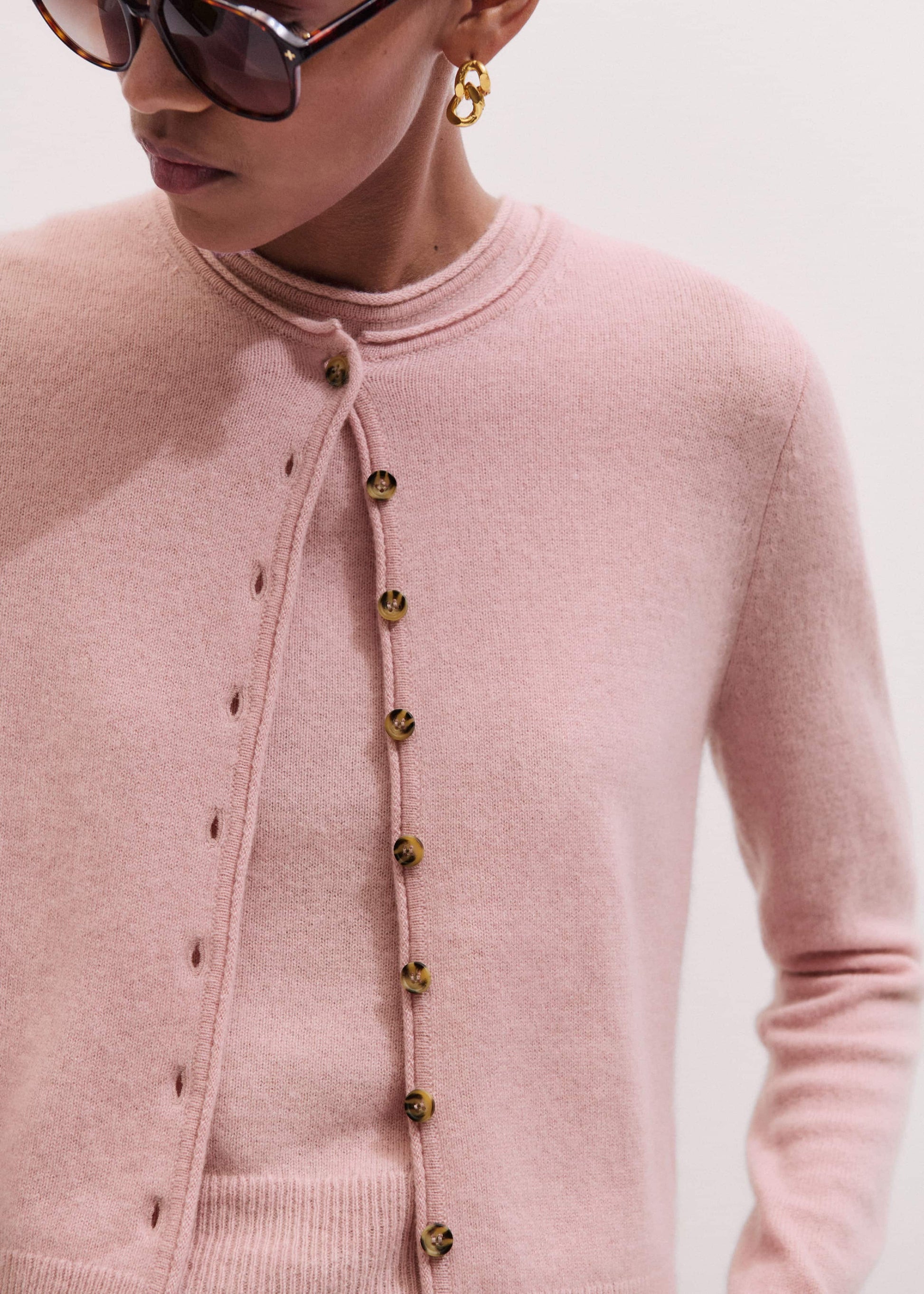 ME and EM Clothing Pink Cashmere Roll Trim Knit Sweater Vest