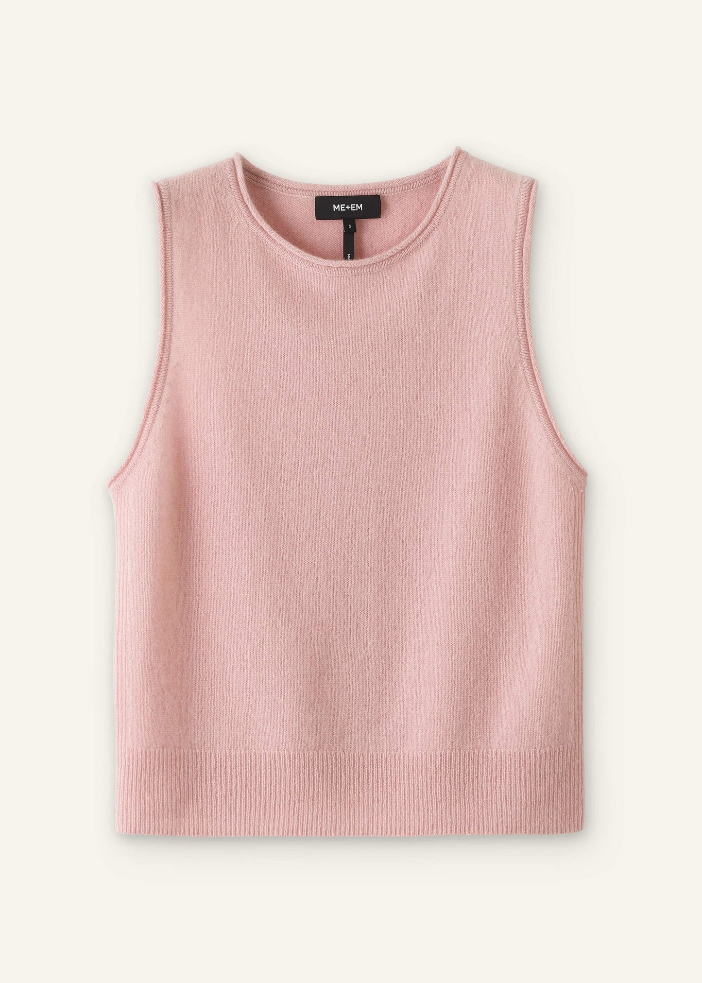 ME and EM Clothing Pink Cashmere Roll Trim Knit Sweater Vest