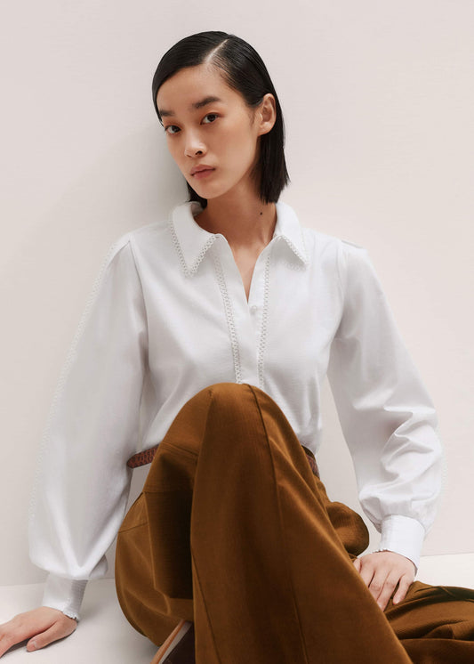 ME and EM Clothing White Collared Layering Top