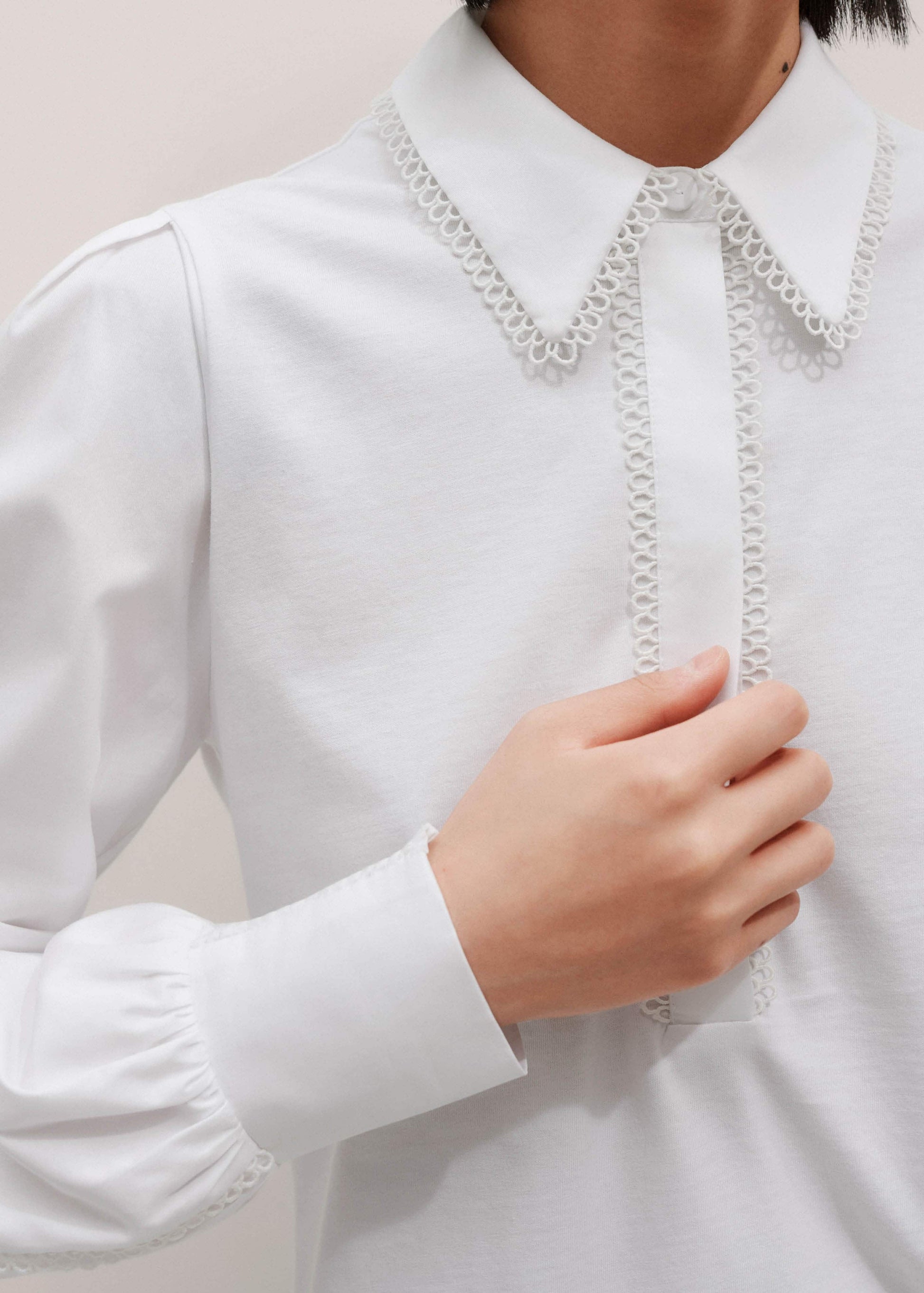 ME and EM Clothing White Collared Layering Top