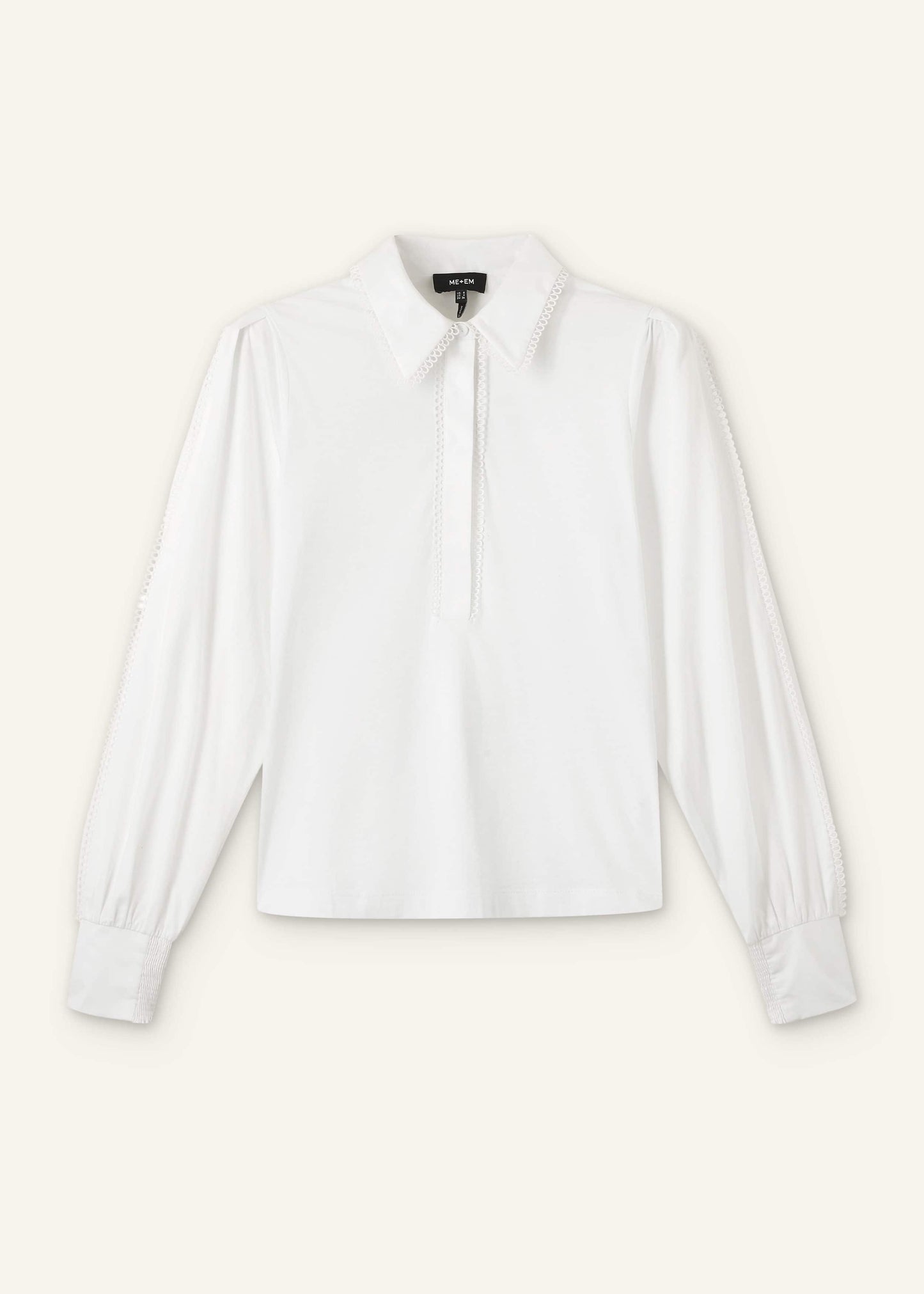 ME and EM Clothing White Collared Layering Top