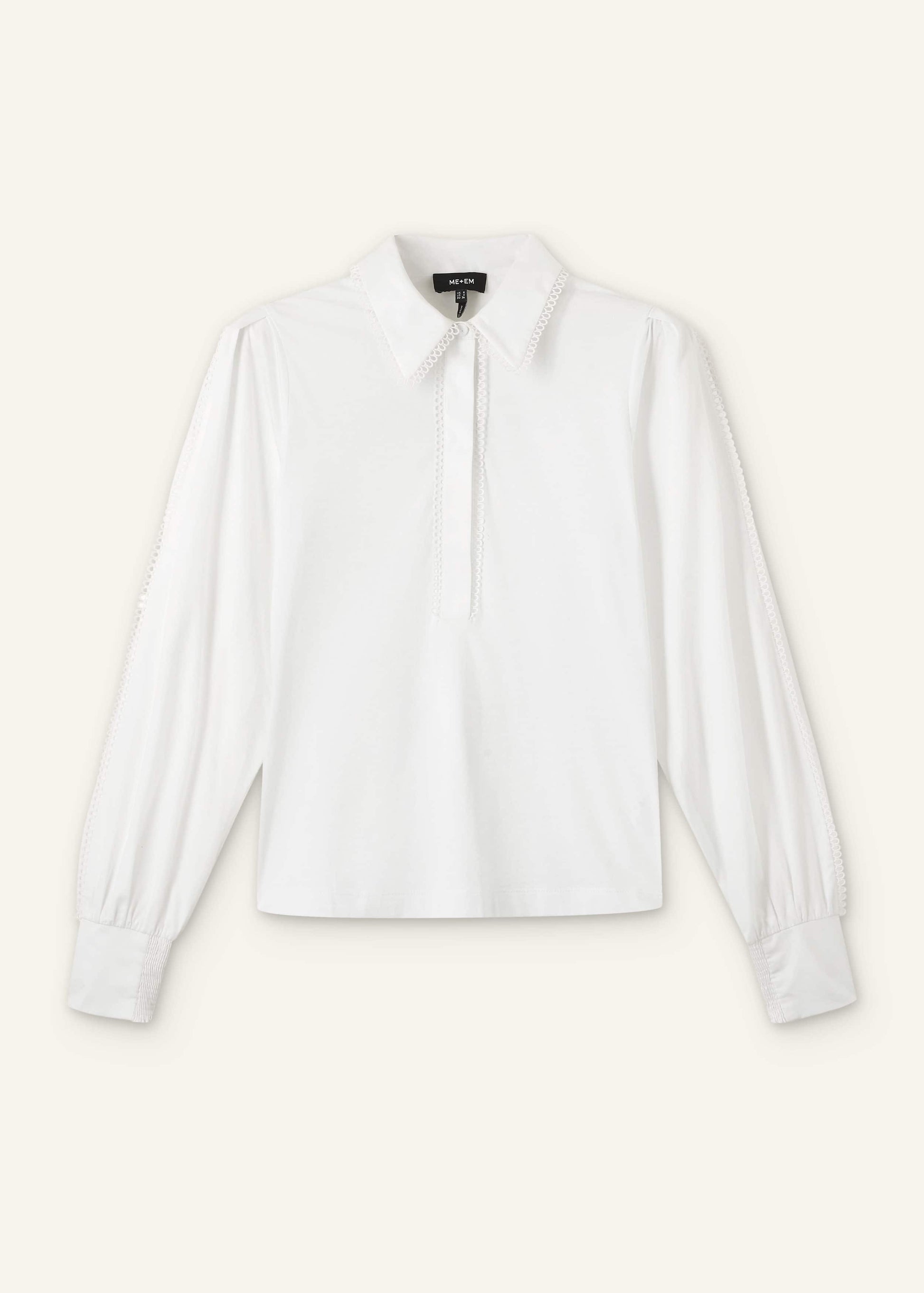 ME and EM Clothing White Collared Layering Top