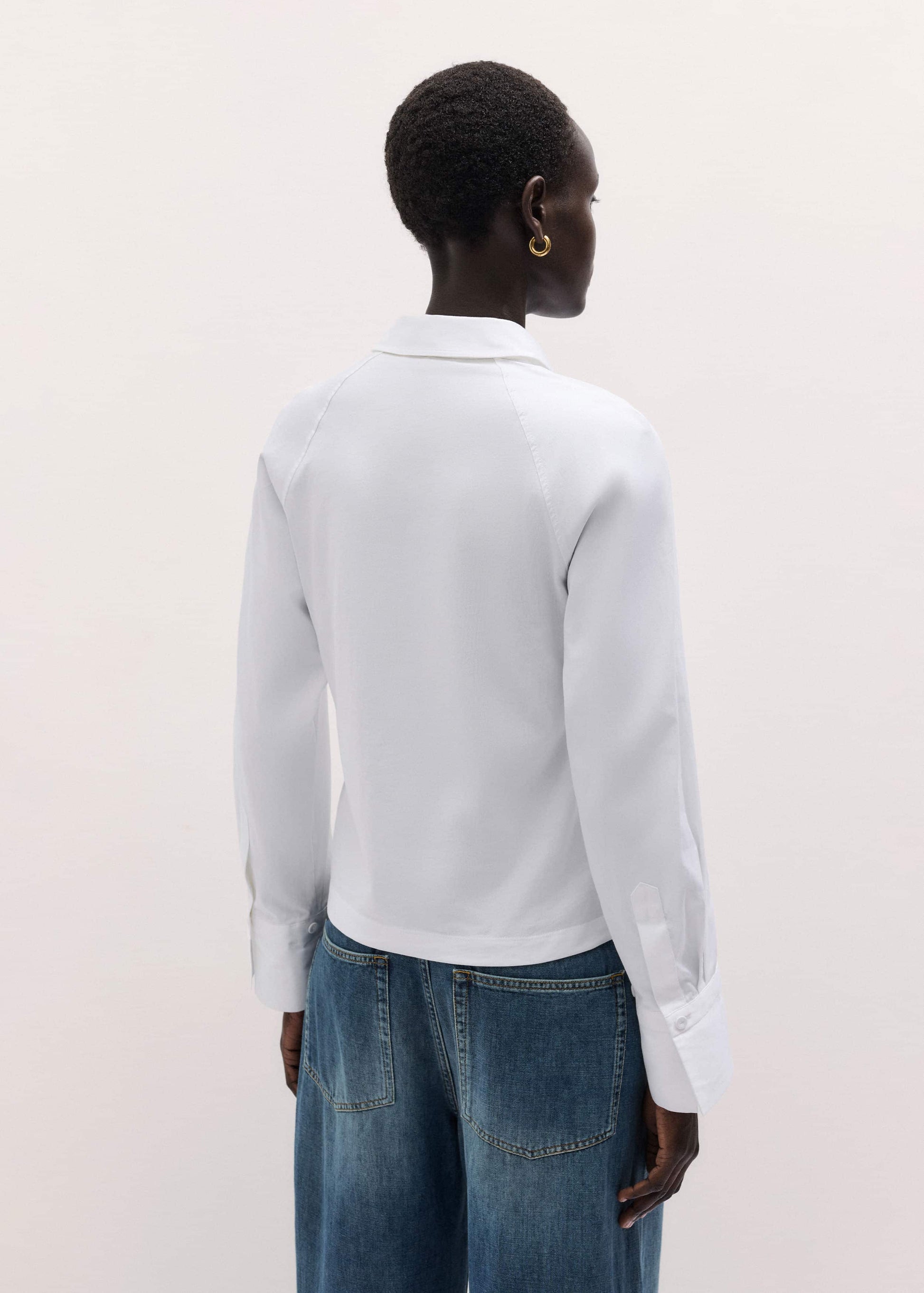 ME and EM Clothing White Raglan Shirt Layering Top