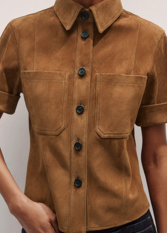 ME and EM Clothing Brown Paneled Shirt