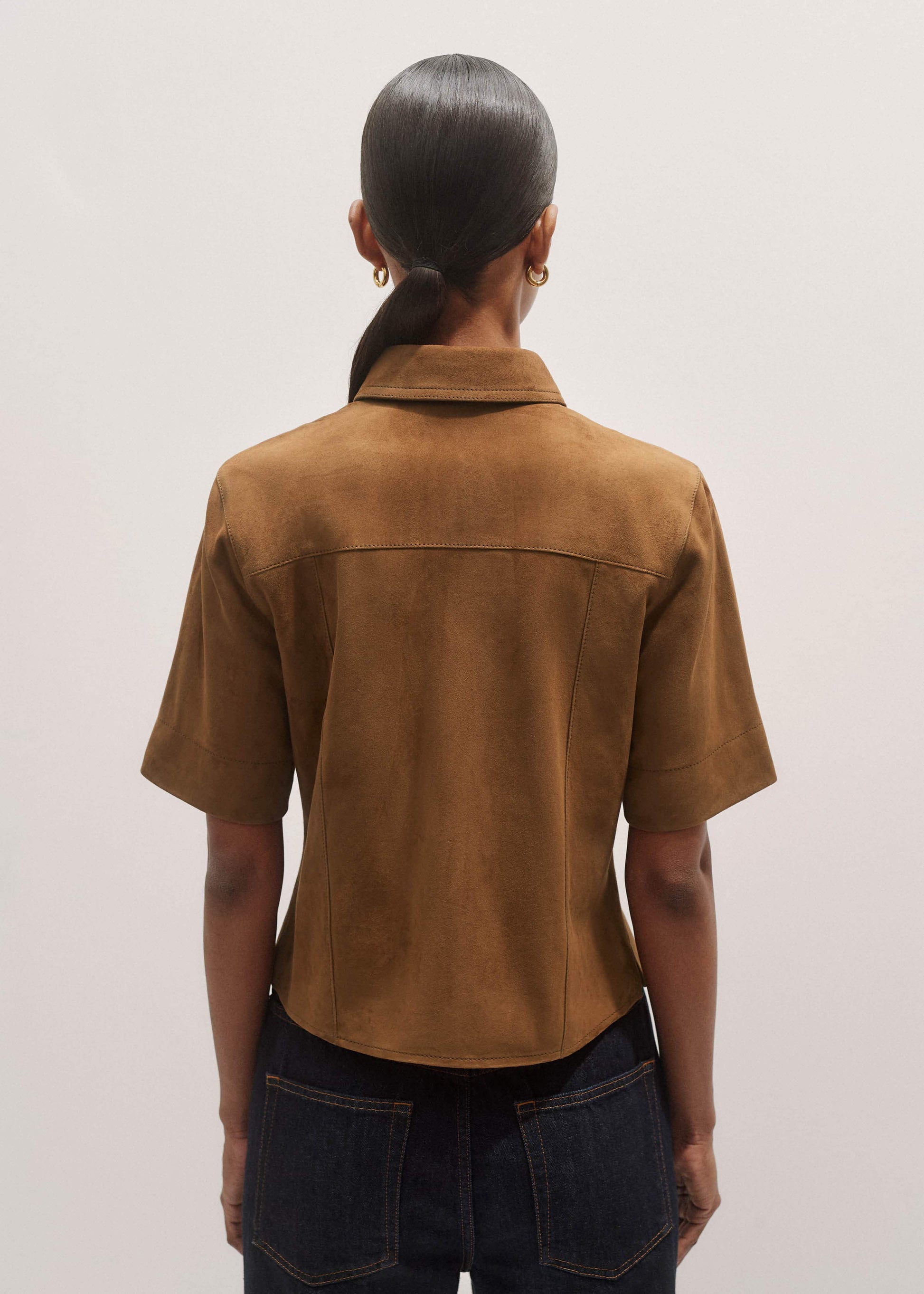 ME and EM Clothing Brown Paneled Shirt