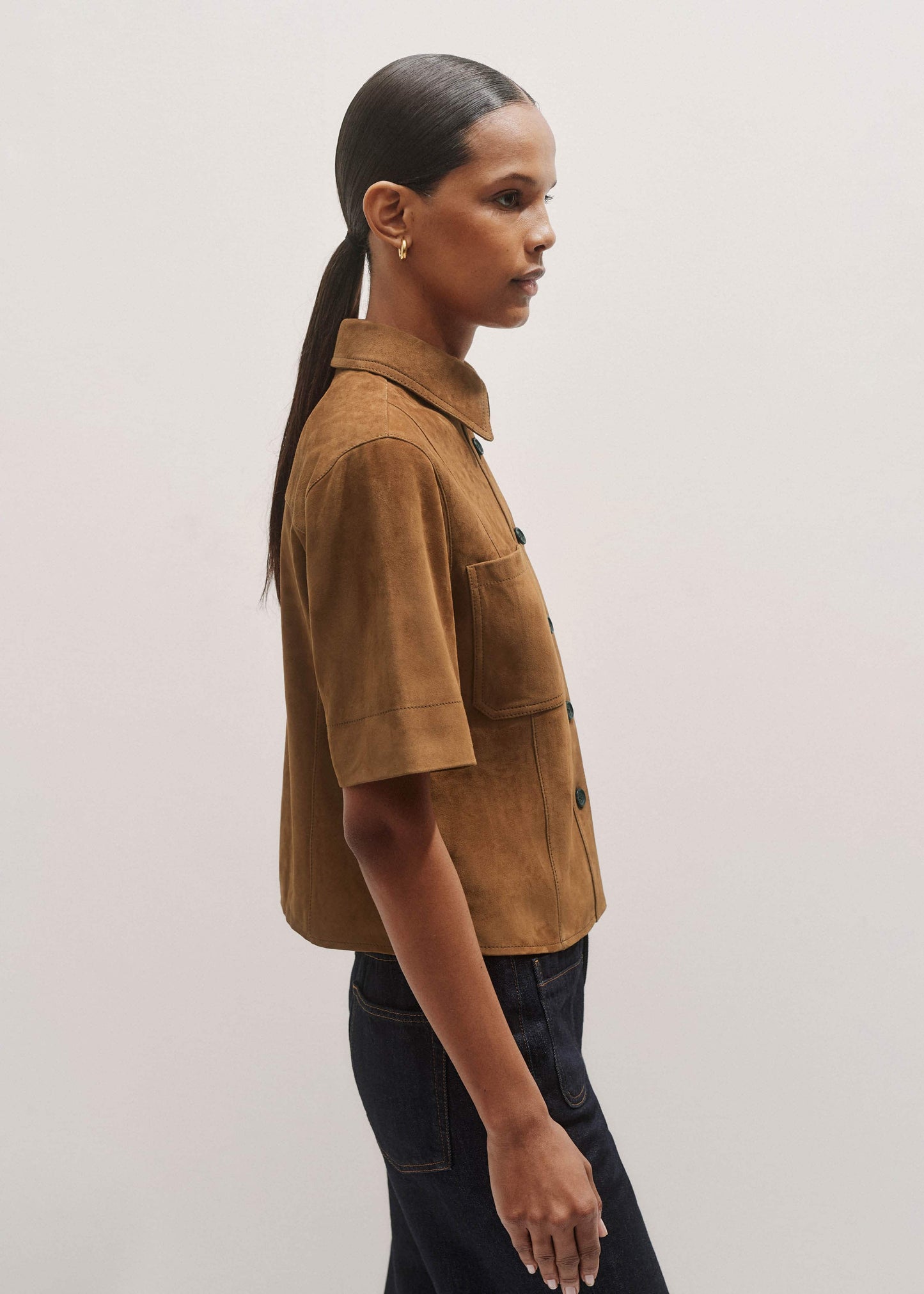 ME and EM Clothing Brown Paneled Shirt