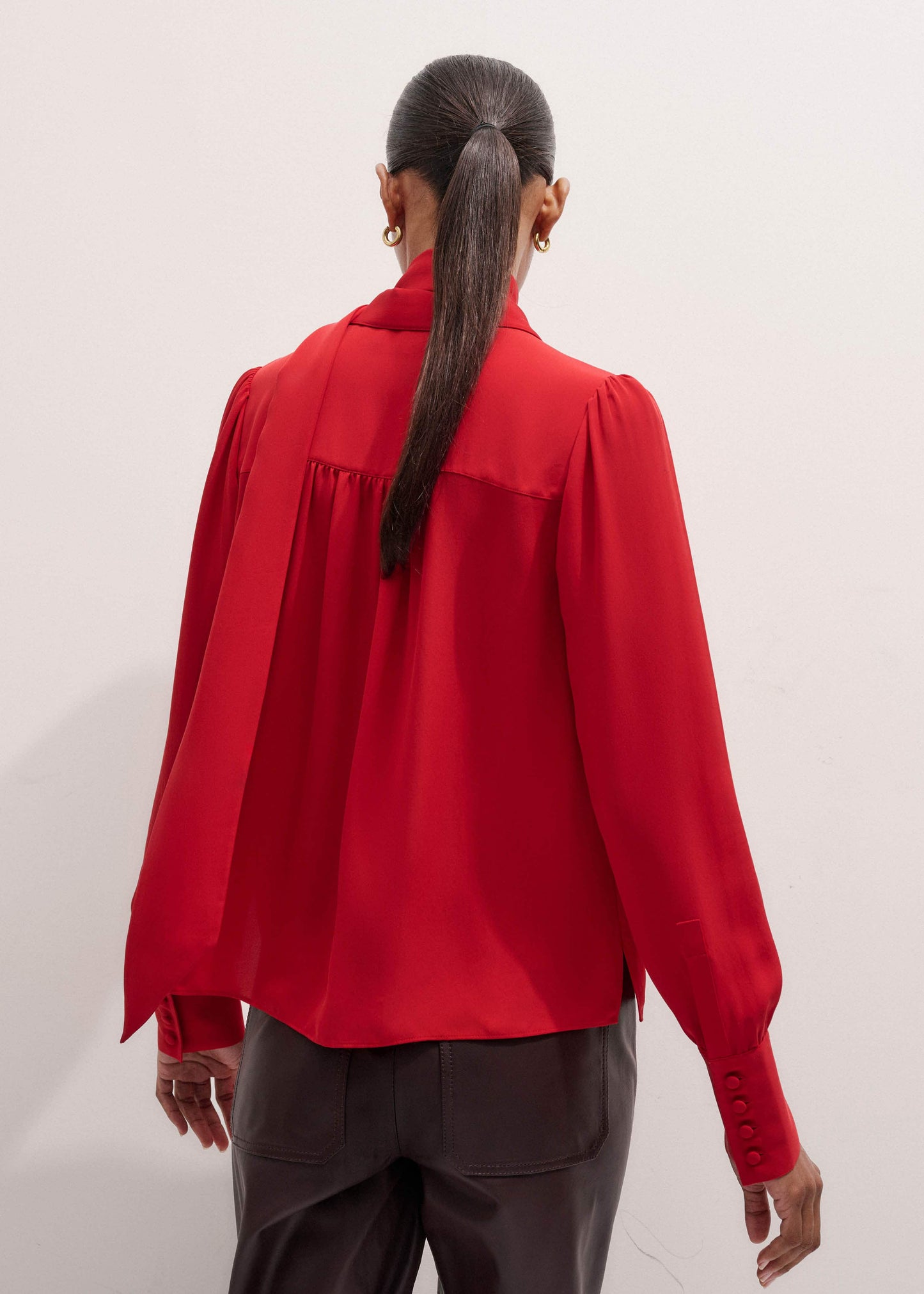 ME and EM Clothing Red Silk Button Layering Shirt + Tie