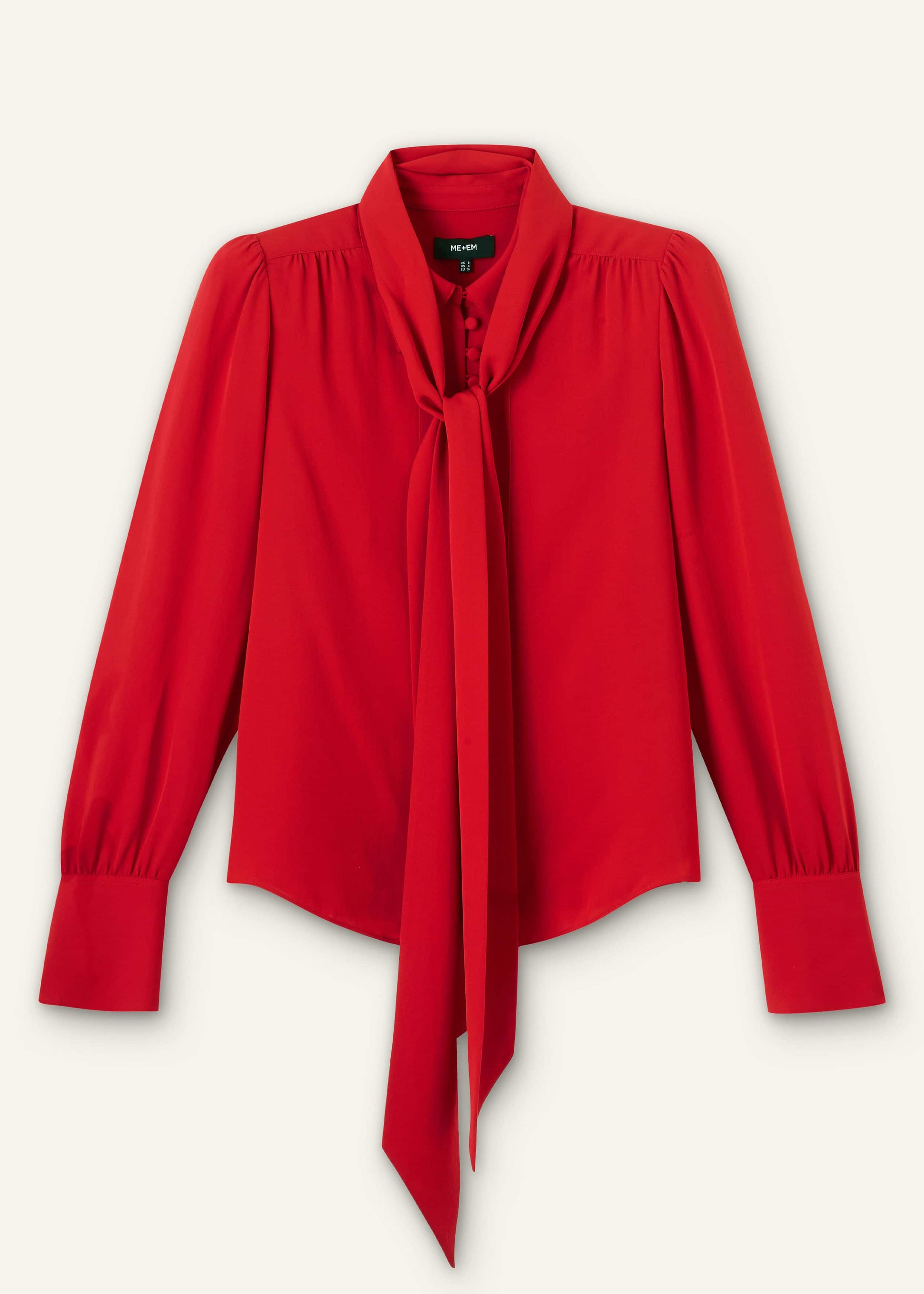 ME and EM Clothing Red Silk Button Layering Shirt + Tie