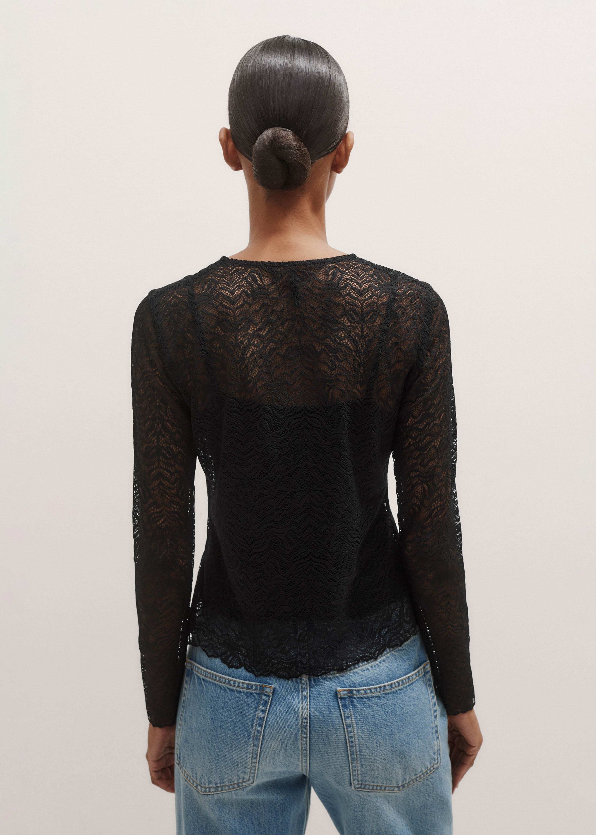 ME and EM Clothing Black Lace Crew Neck Top