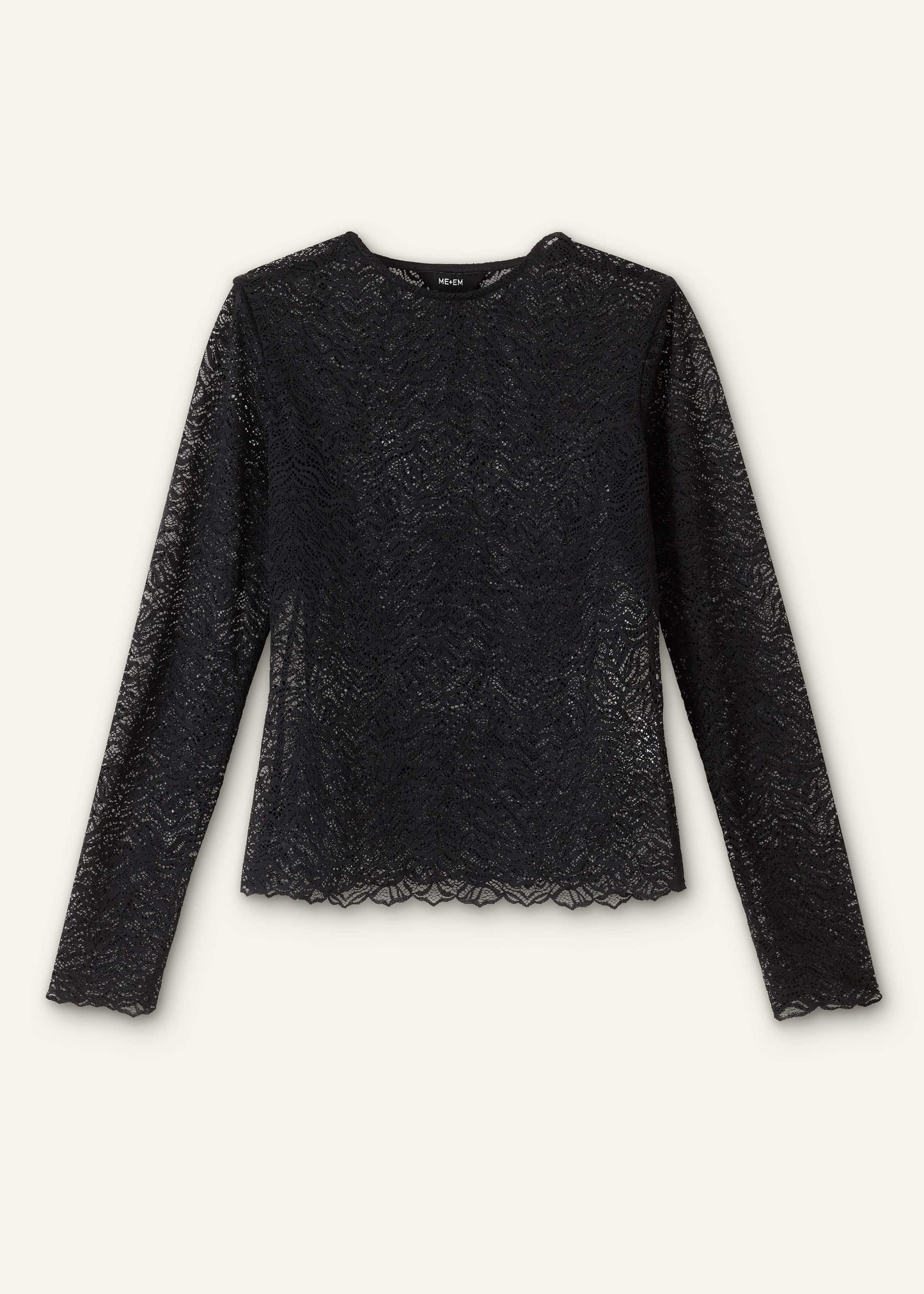 ME and EM Clothing Black Lace Crew Neck Top