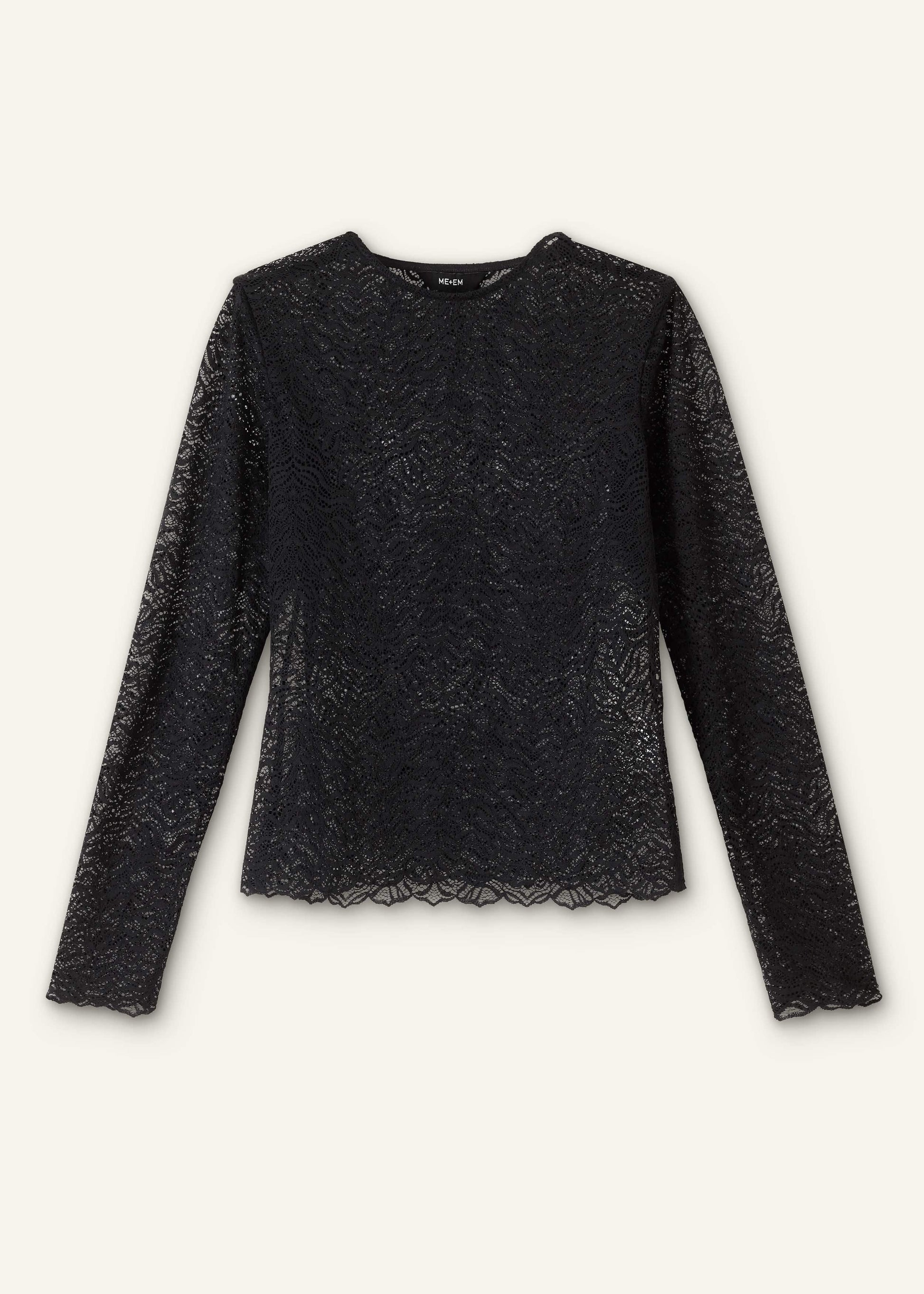 ME and EM Clothing Black Lace Crew Neck Top