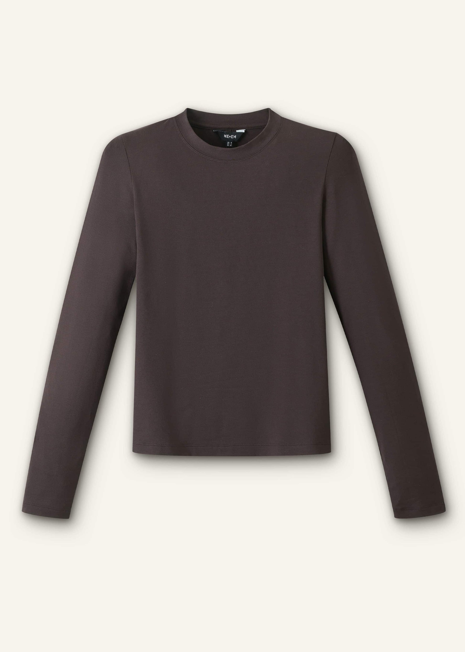 ME and EM Clothing Brown Slim Crew Neck Top