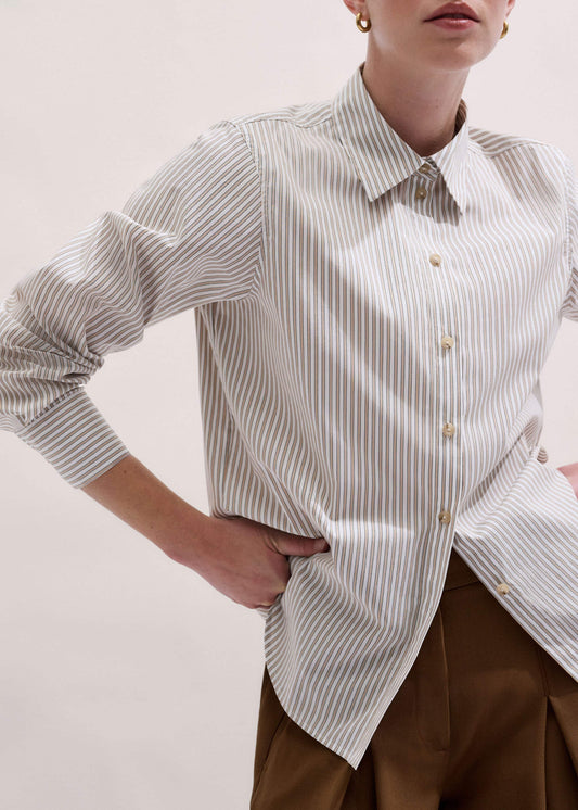 ME and EM Clothing White Stripe Relaxed Forever Shirt