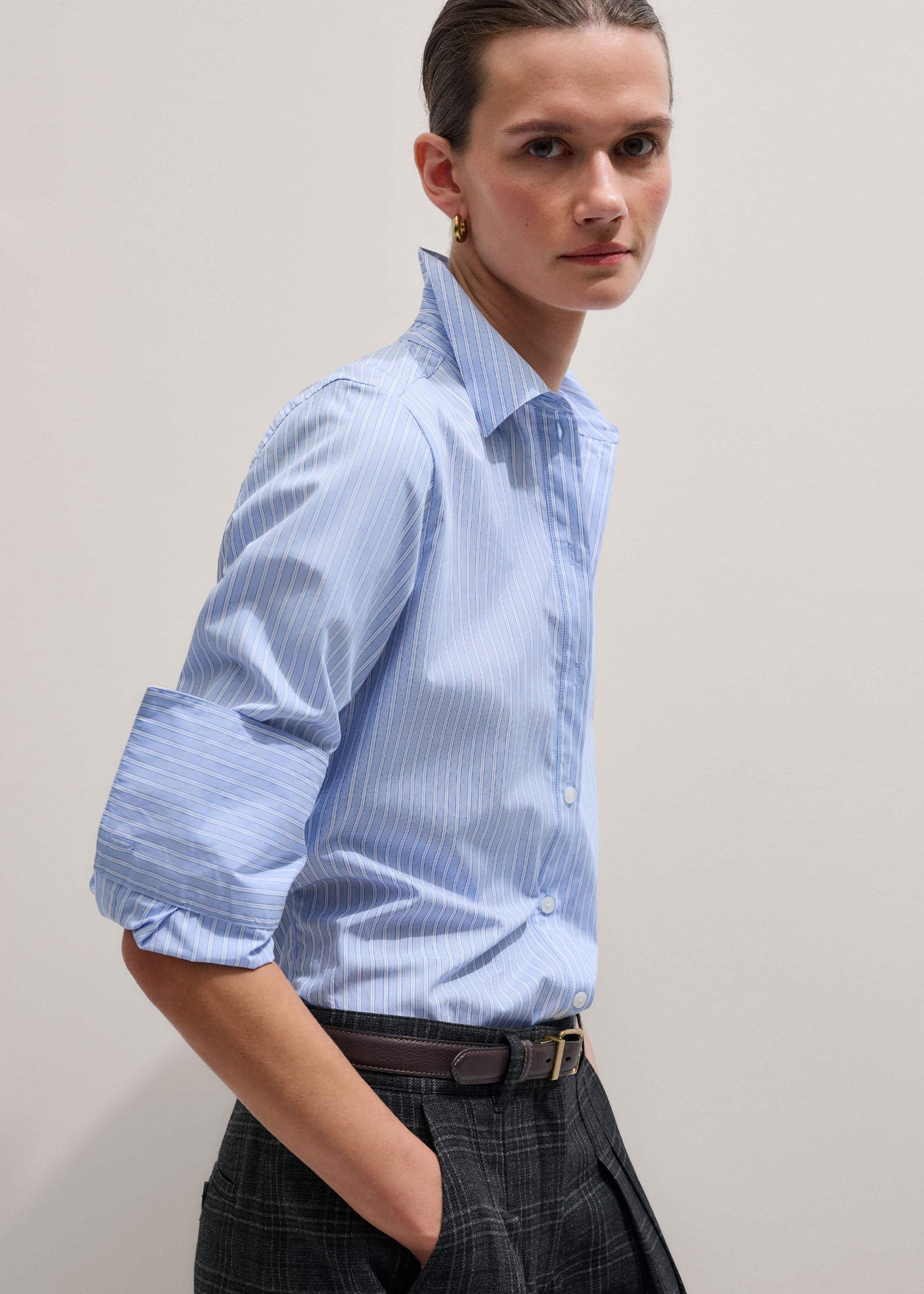 ME and EM Clothing Blue Cotton Stripe Shirt