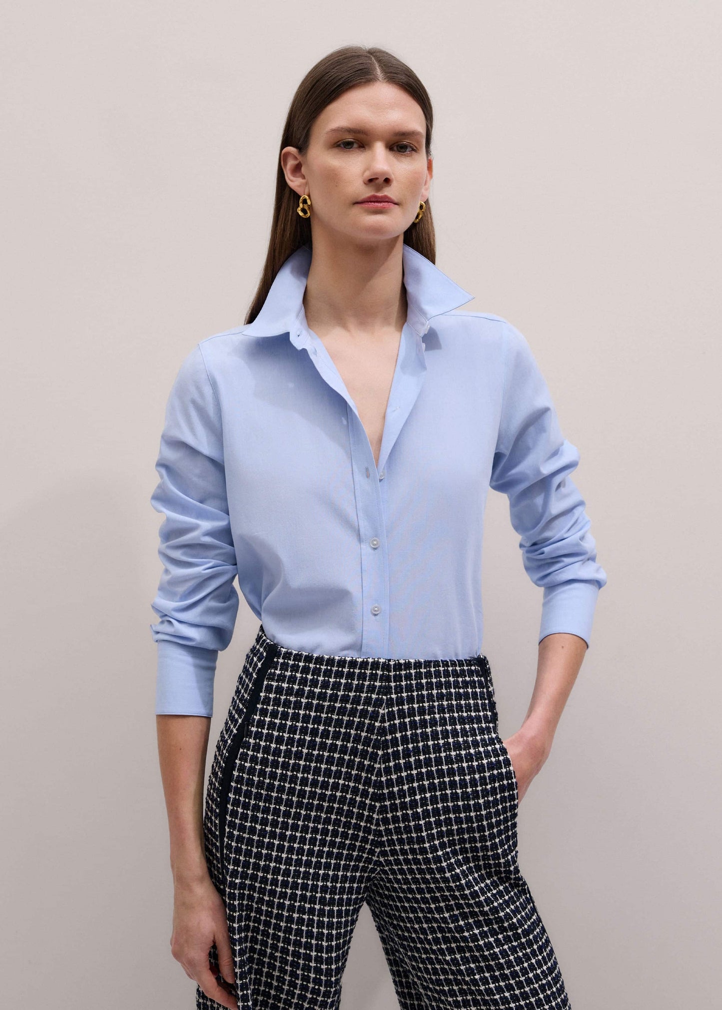 ME and EM Clothing Blue Travel Layering Shirt