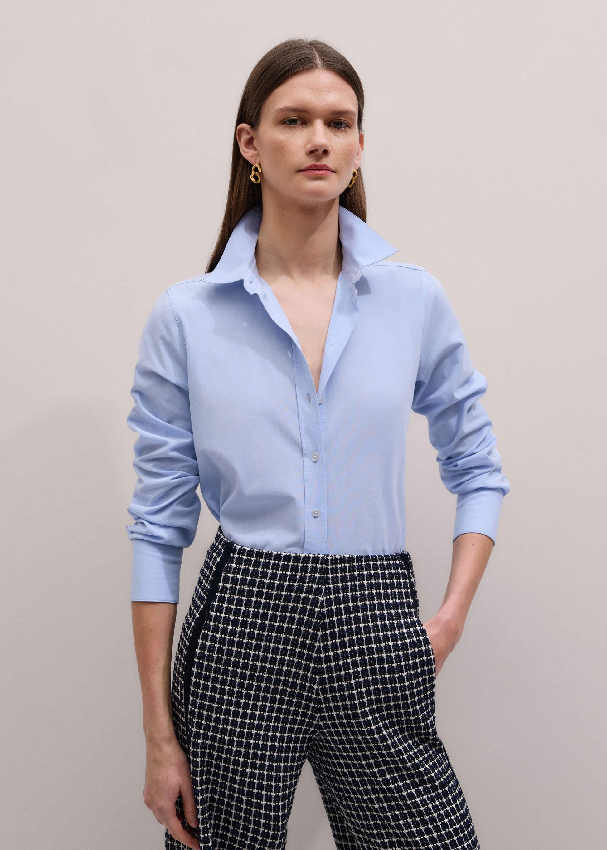 ME and EM Clothing Blue Travel Layering Shirt