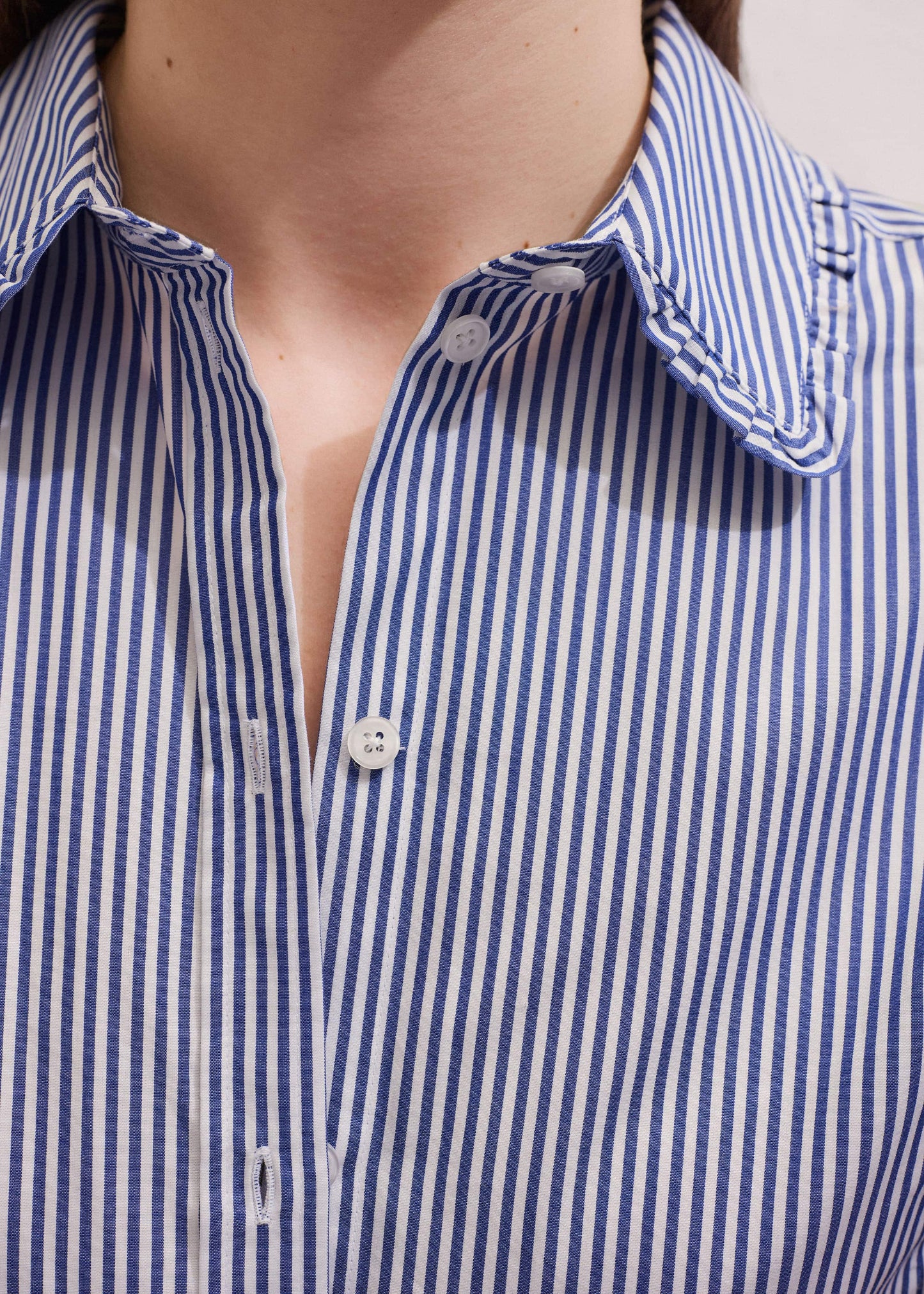 ME and EM Clothing Navy Stripe Frill Collar Forever Shirt