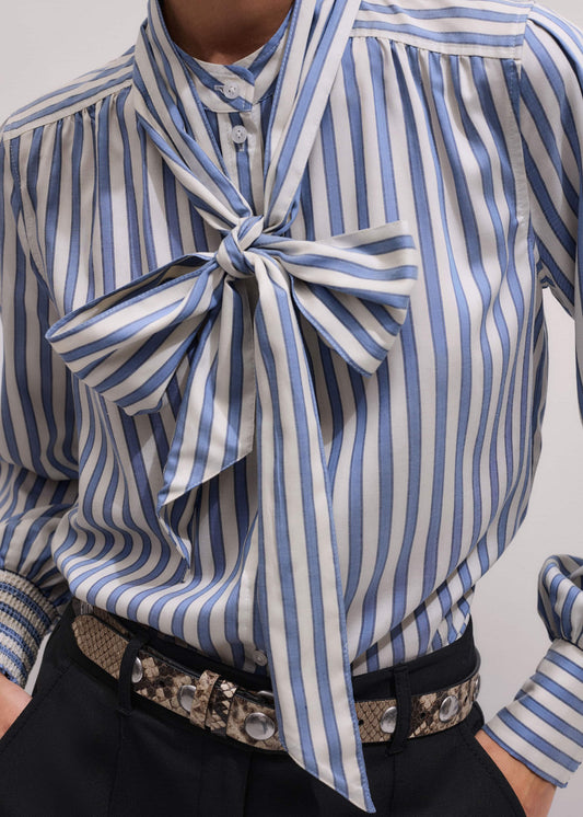 ME and EM Clothing Blue Soft Stripe Shirt + Neck Tie