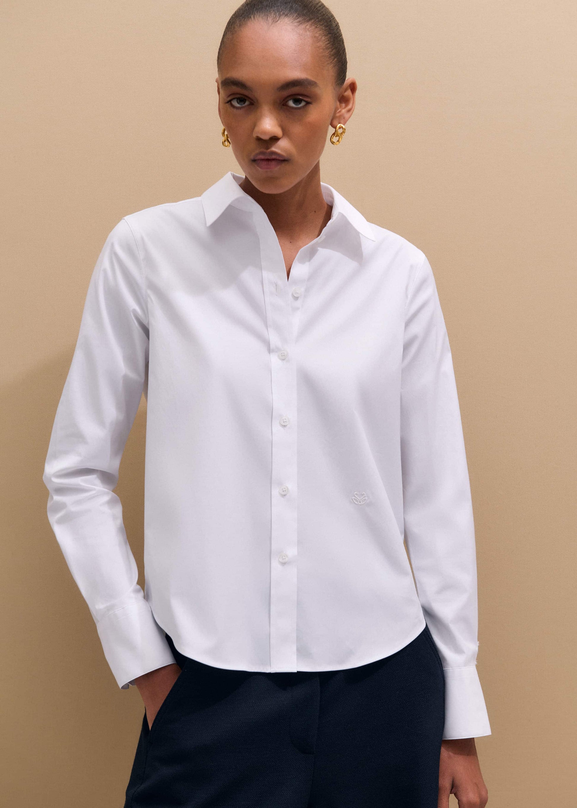 ME and EM Clothing White Icon Fitted Swan Logo Shirt