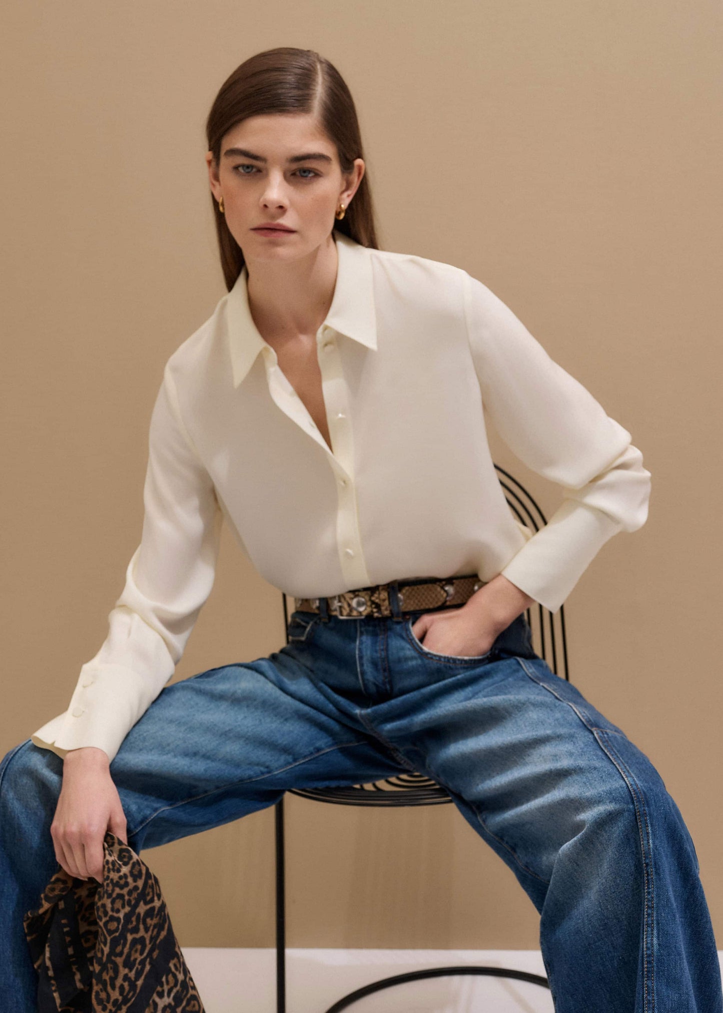 ME and EM Clothing Cream Silk Shirt