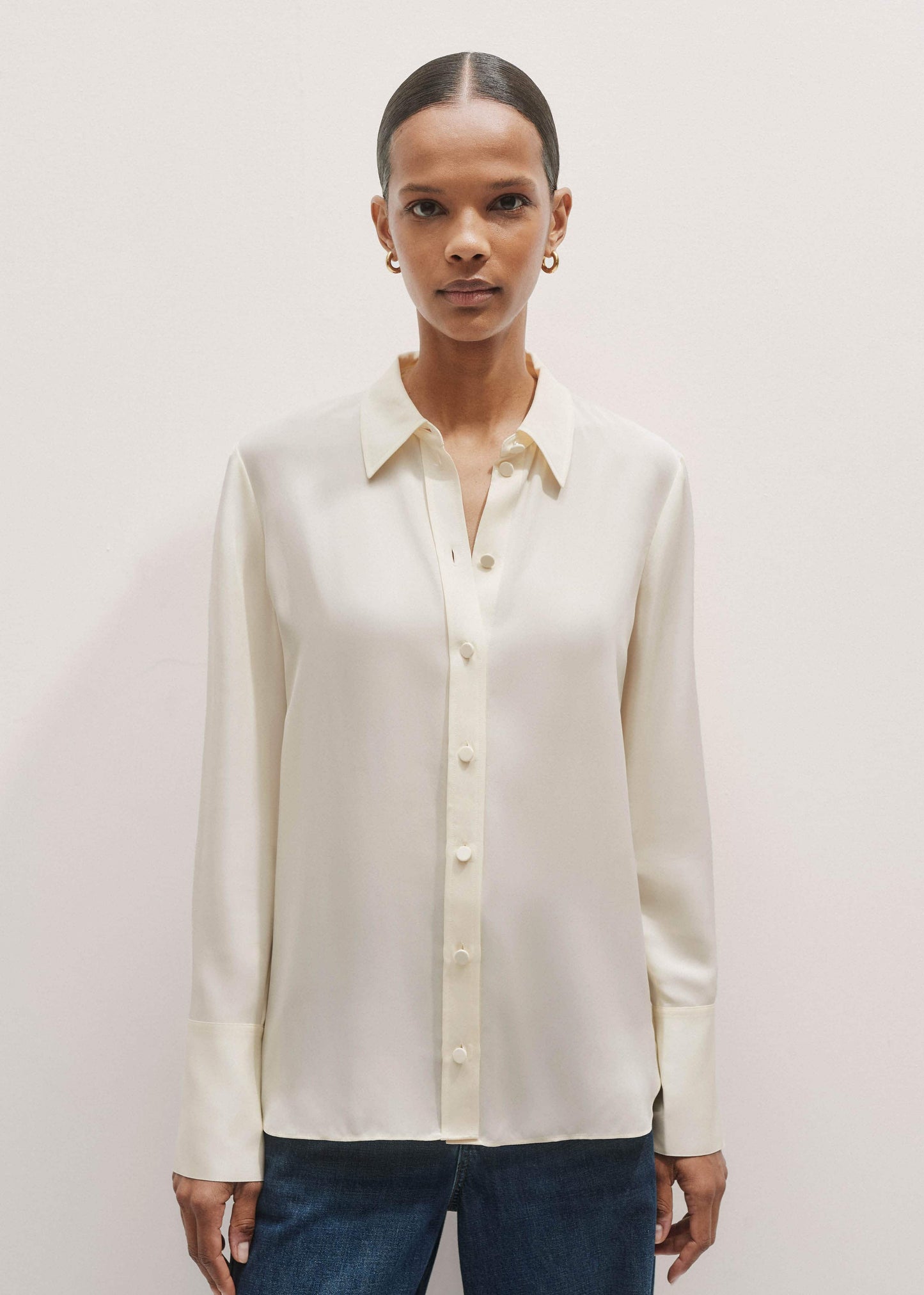 ME and EM Clothing Cream Silk Shirt