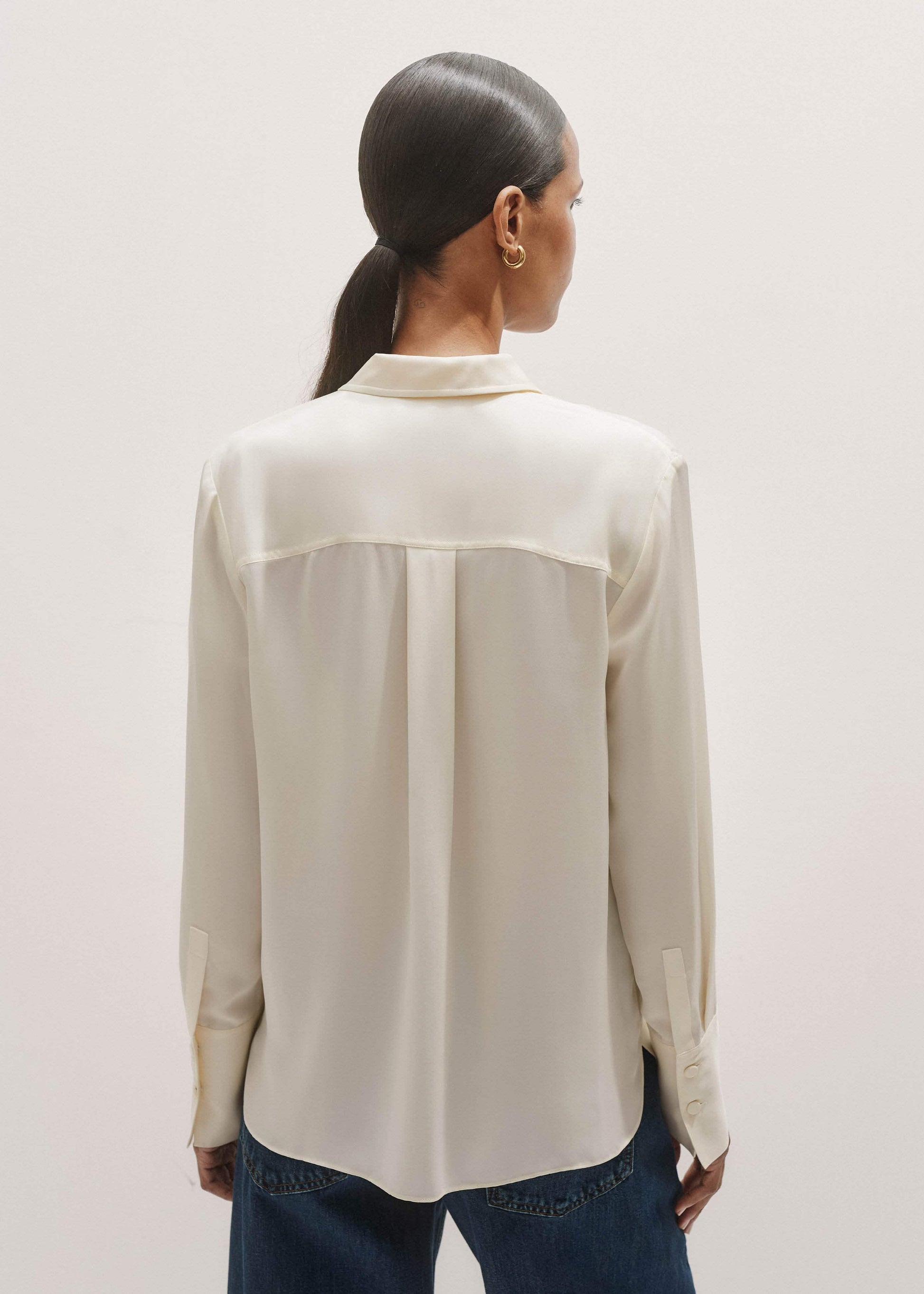 ME and EM Clothing Cream Silk Shirt