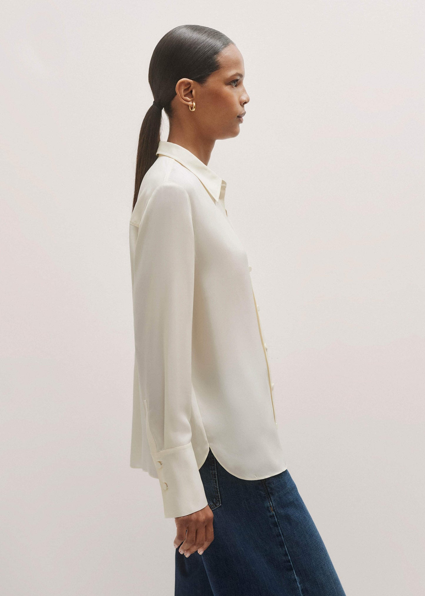ME and EM Clothing Cream Silk Shirt