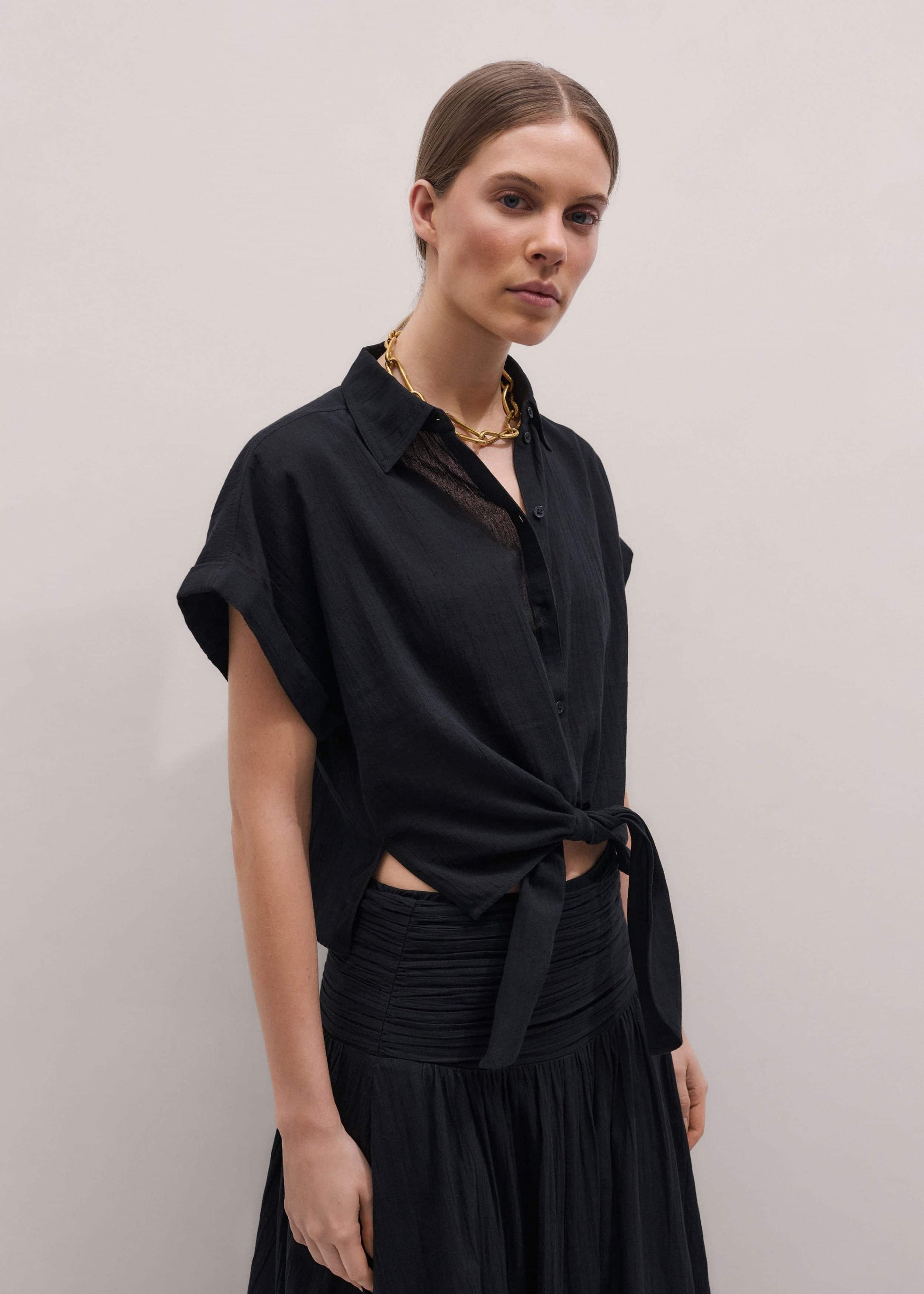 ME and EM Clothing Black Tie Front Beach Shirt