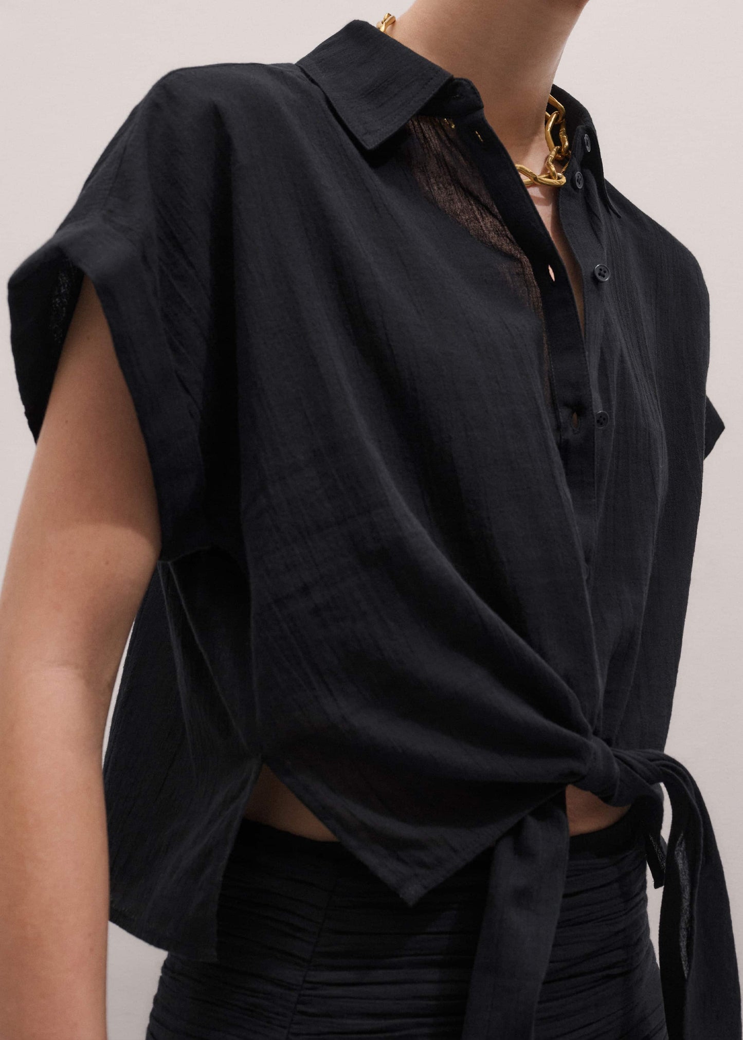 ME and EM Clothing Black Tie Front Beach Shirt