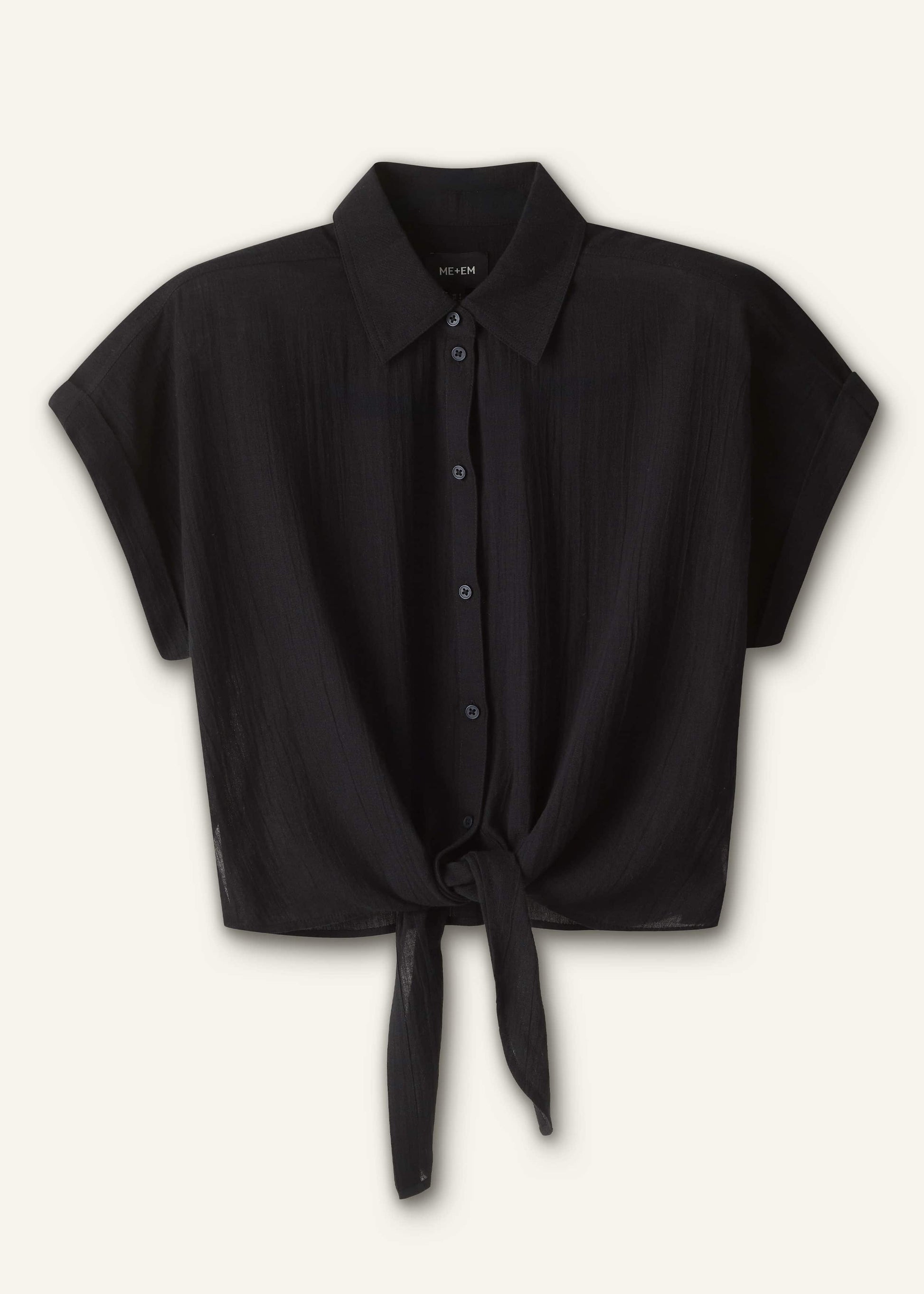 ME and EM Clothing Black Tie Front Beach Shirt