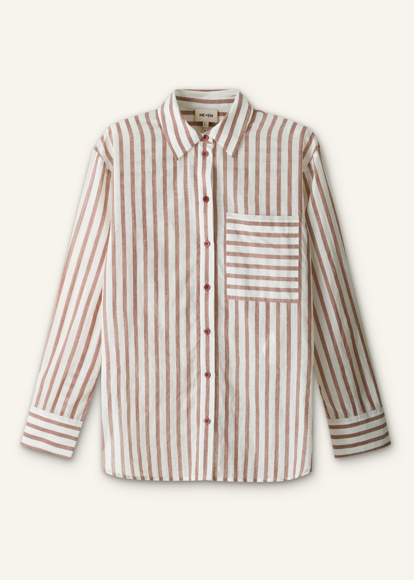 ME and EM Clothing Cinnamon Brown Stripe Boyfriend Shirt