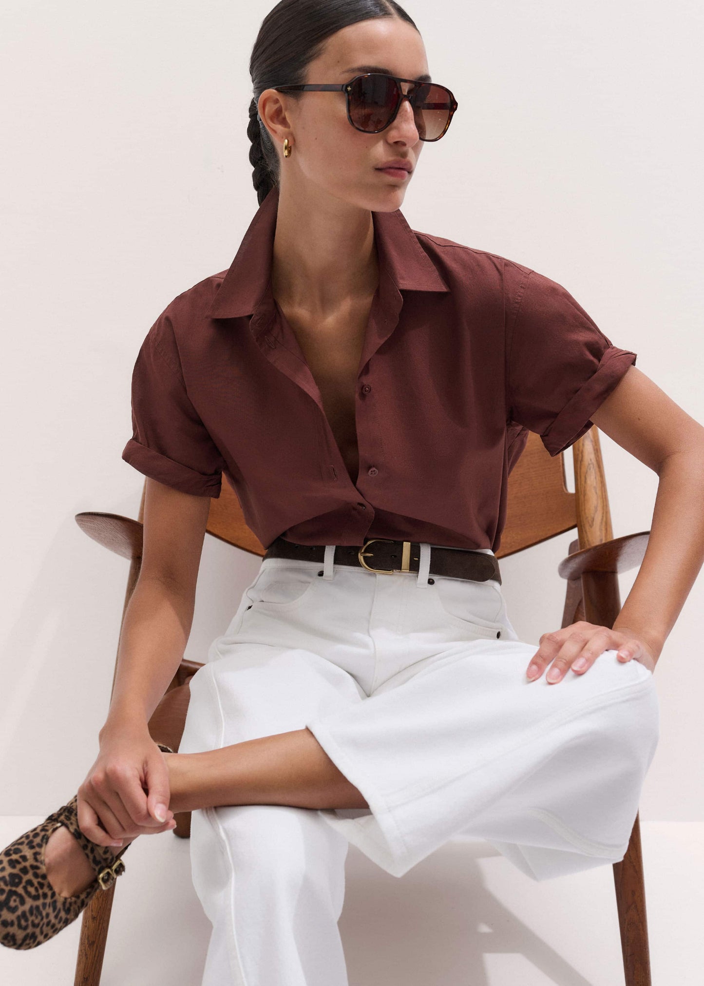 ME and EM Clothing Cinnamon Brown Turn-Up Cuff Shirt