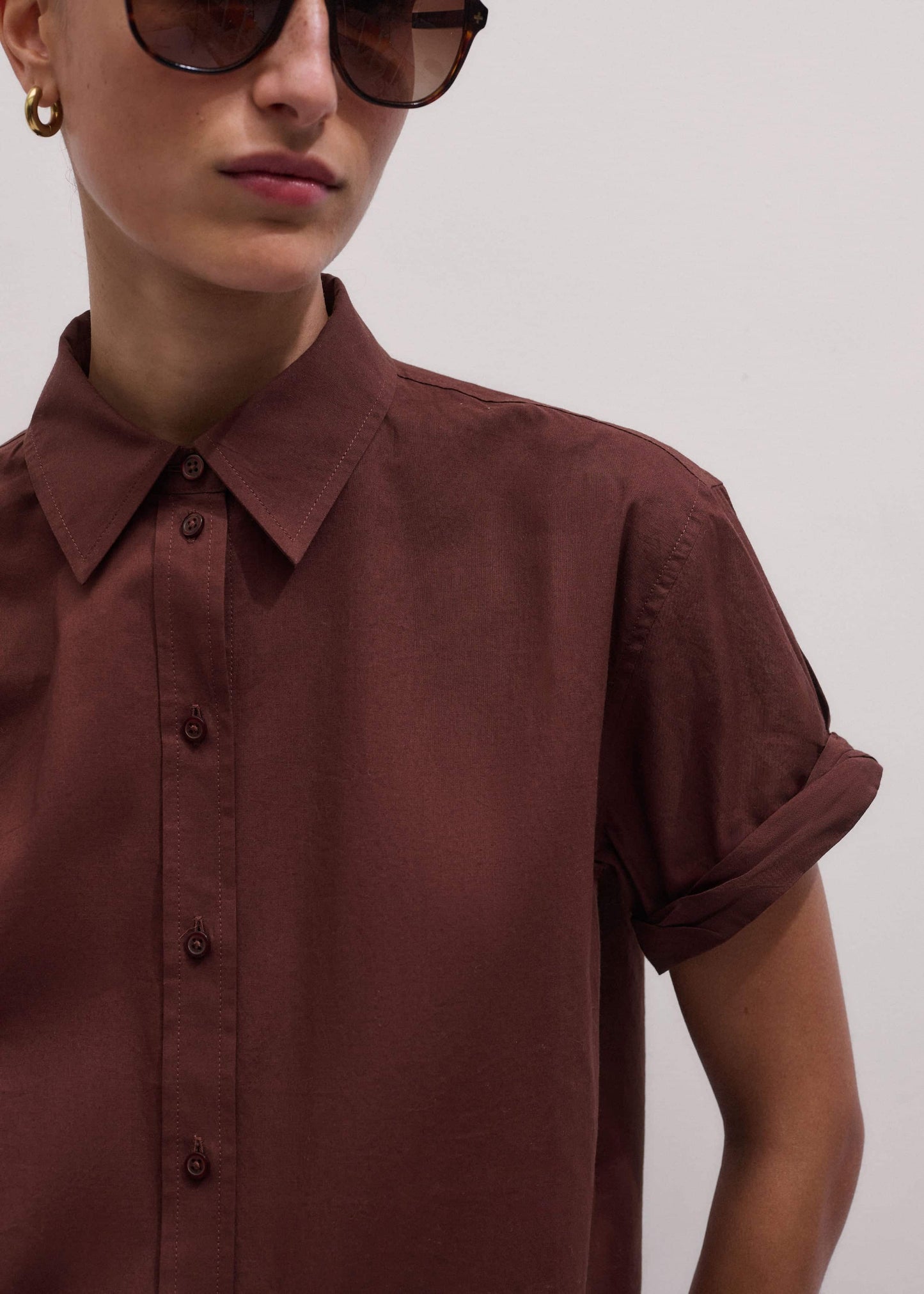 ME and EM Clothing Cinnamon Brown Turn-Up Cuff Shirt