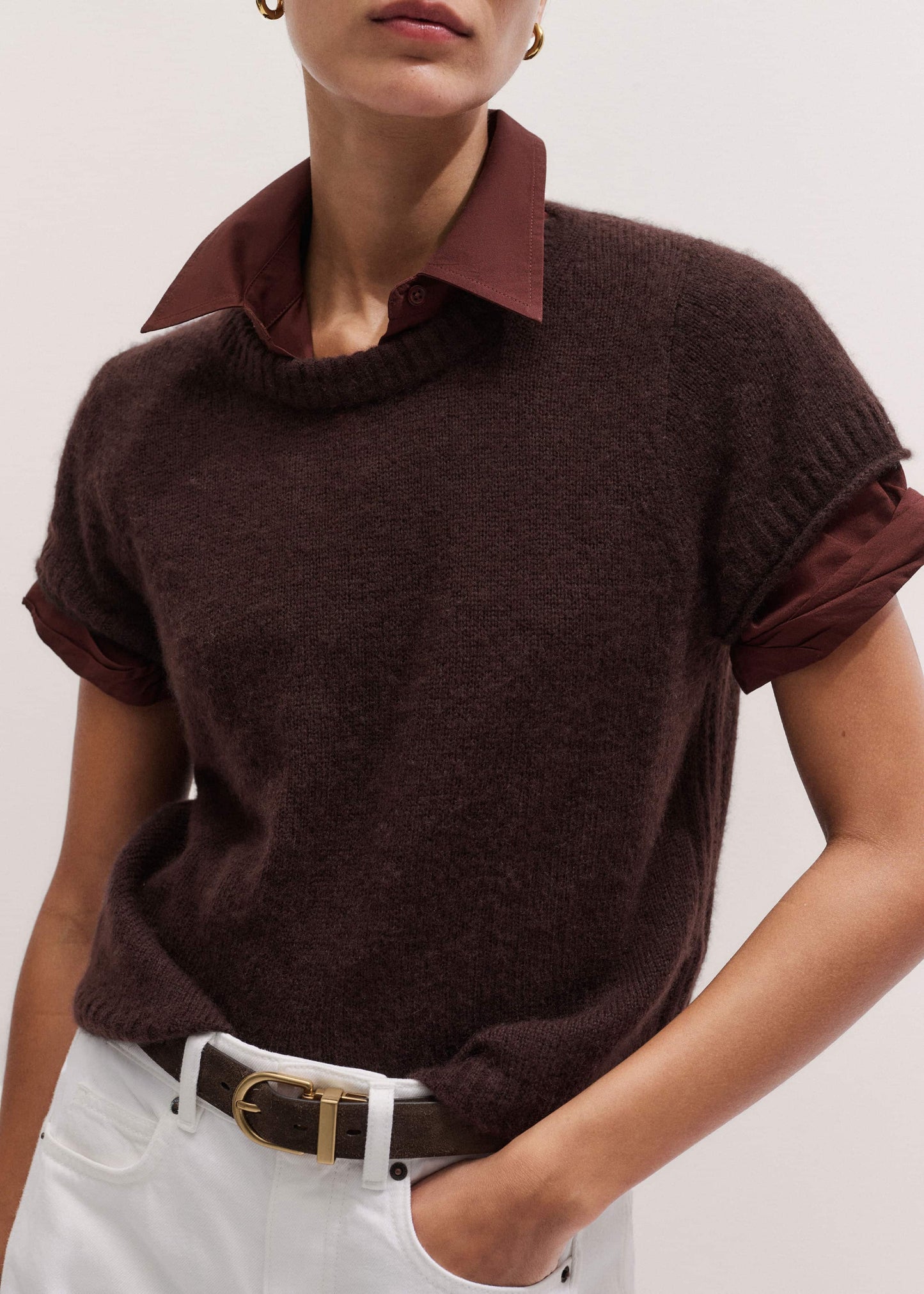 ME and EM Clothing Cinnamon Brown Turn-Up Cuff Shirt