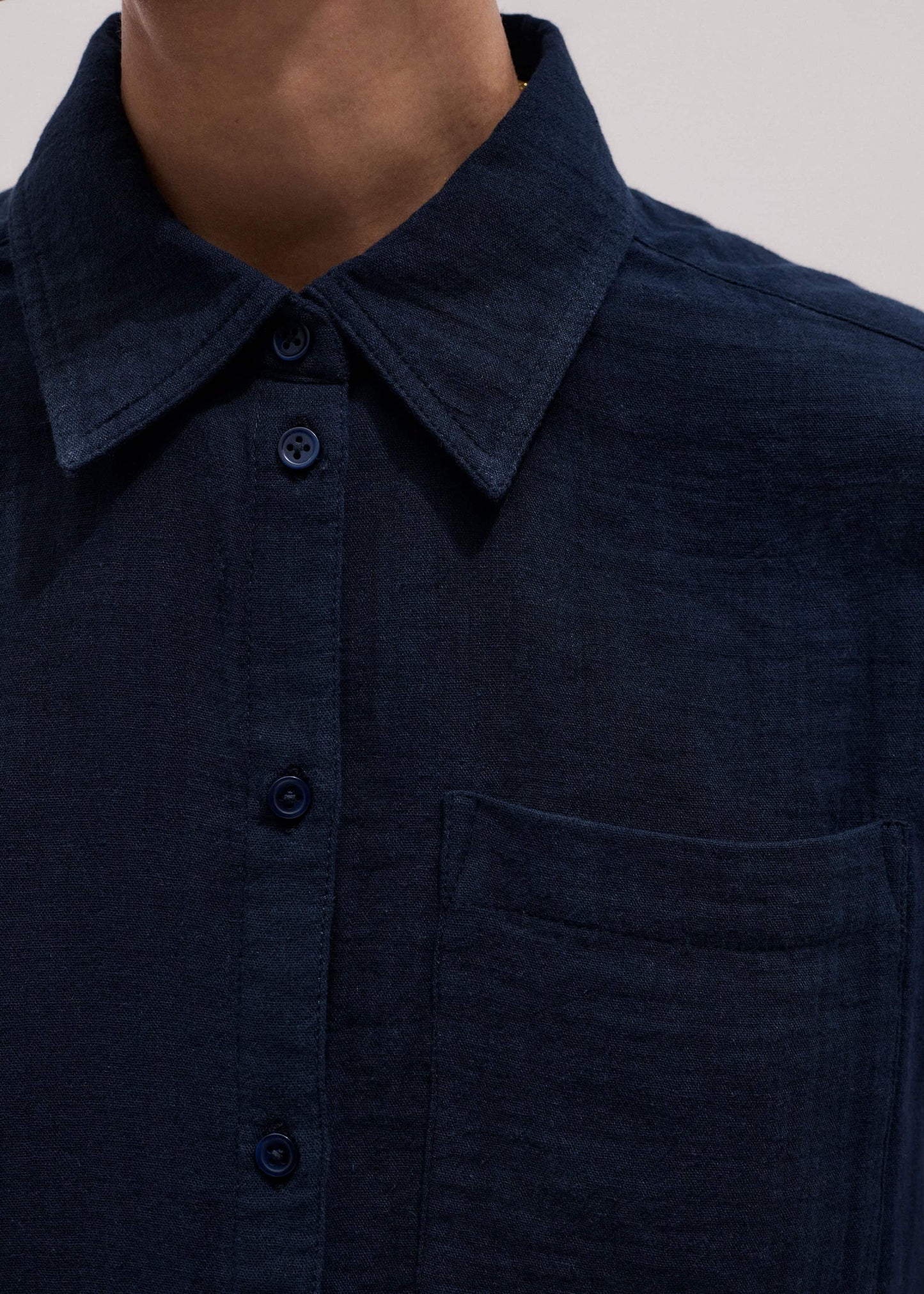ME and EM Clothing Navy Cheesecloth Relaxed Summer Shirt